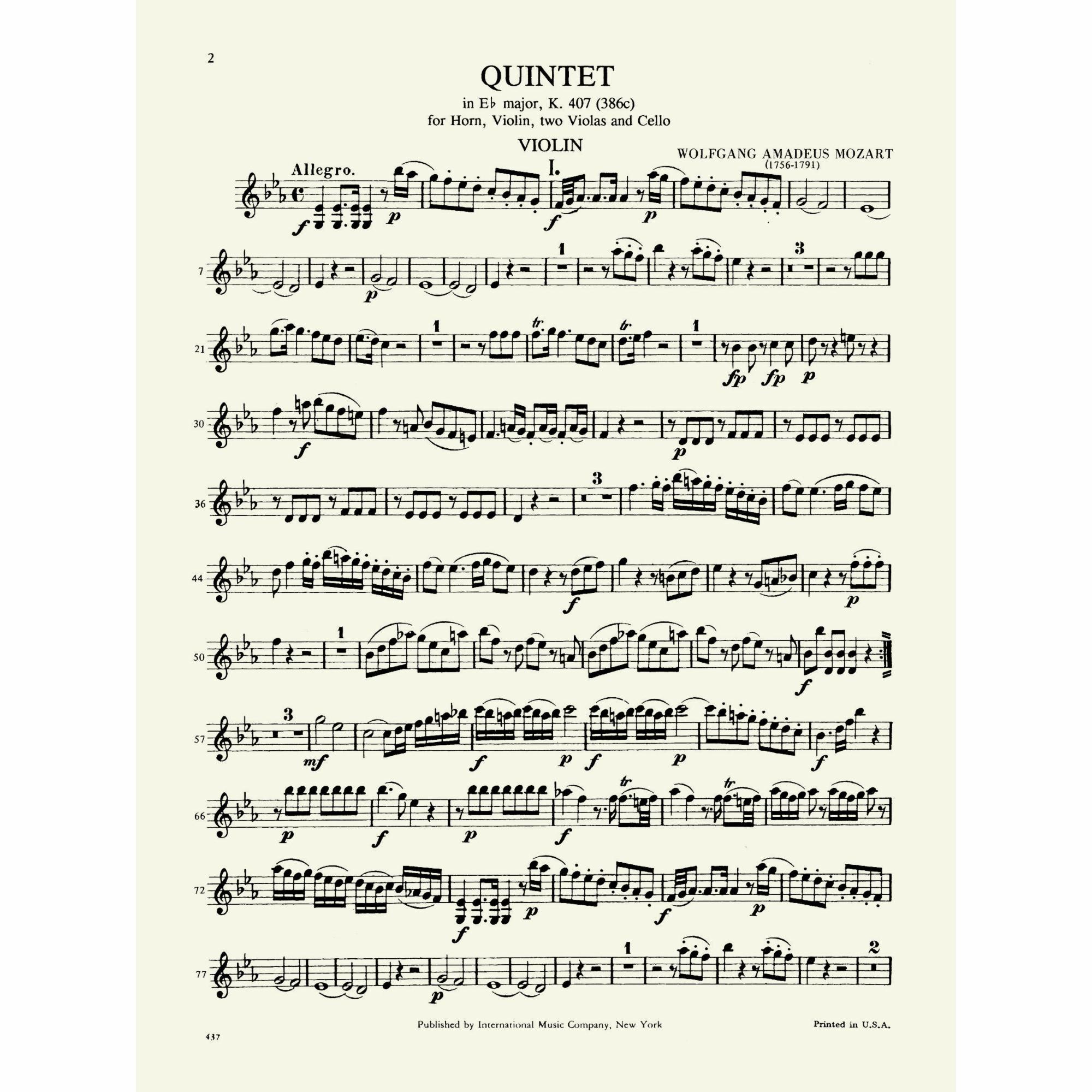 Sample: Violin I (Pg. 2)