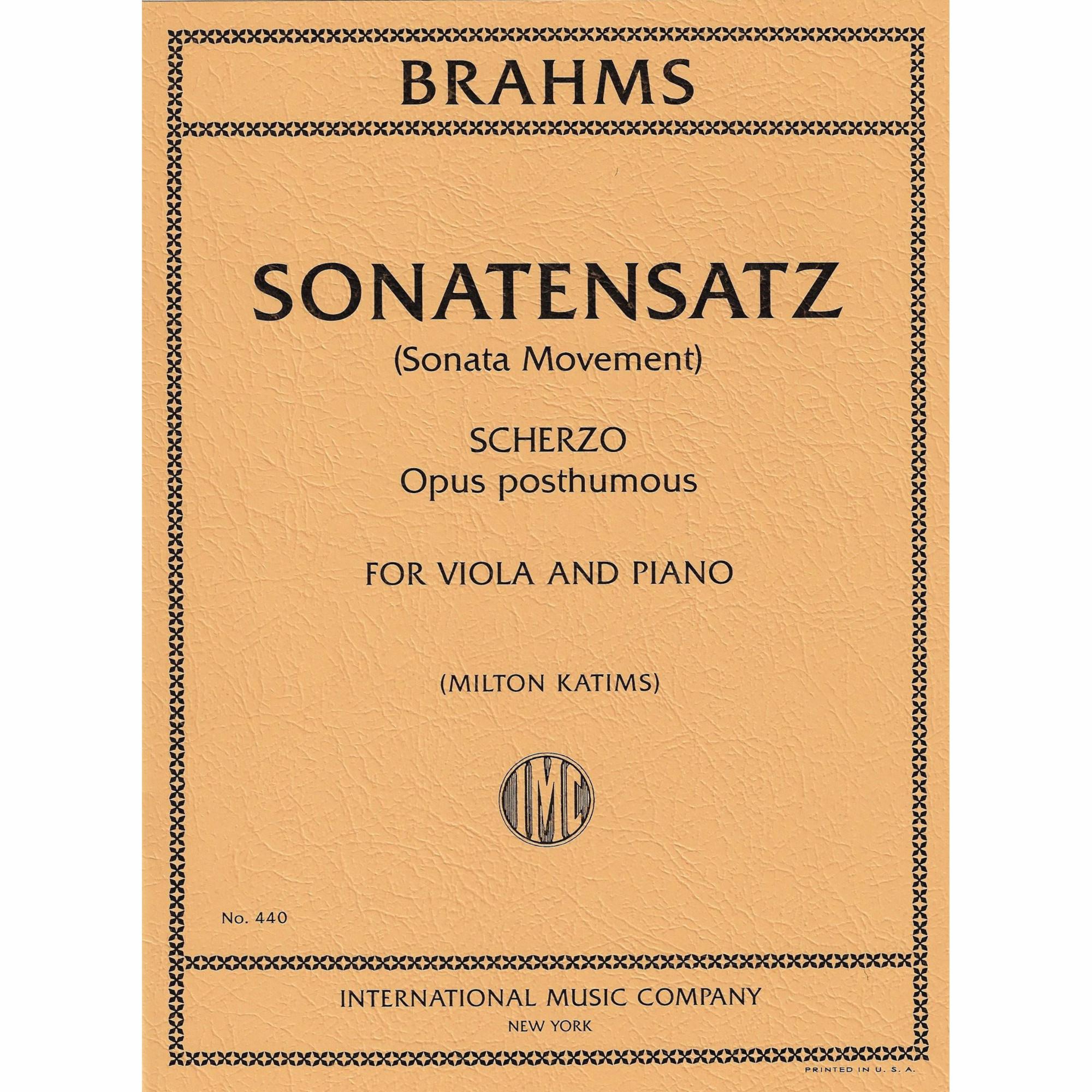 Brahms -- Sonatensatz (Scherzo), Op. post. for Viola and Piano