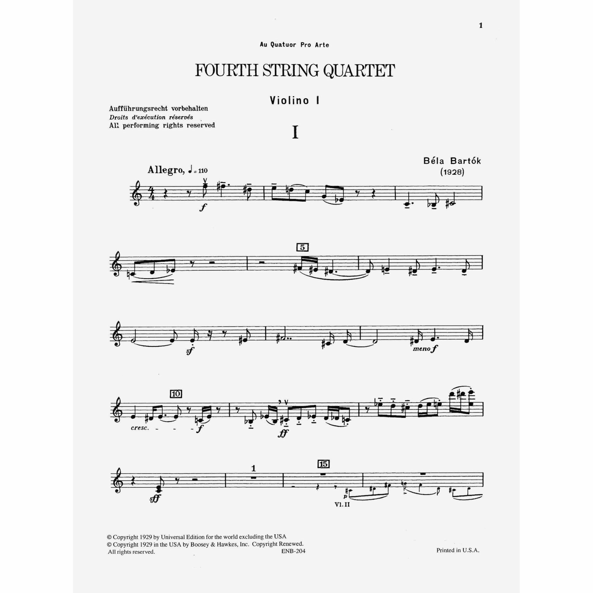 Sample: Violin I (Pg. 1)