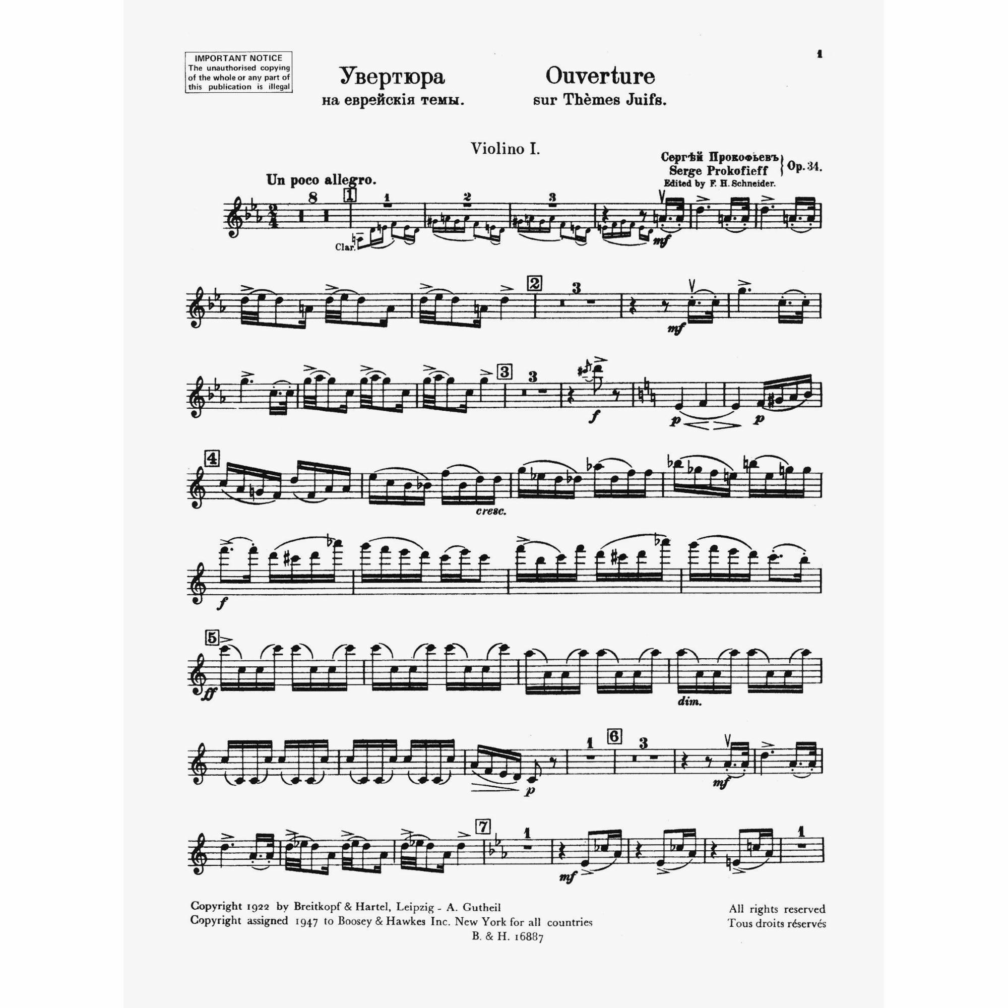 Sample: Violin I (Pg. 1)