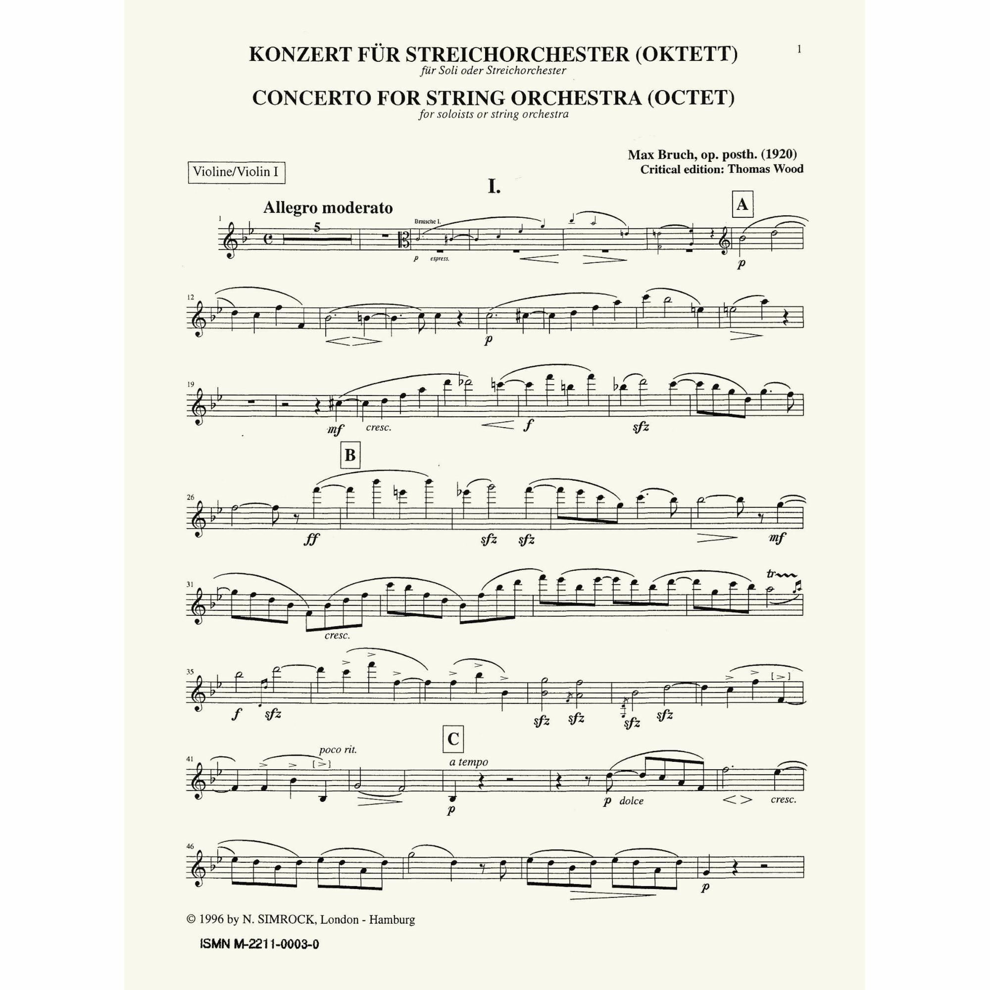 Sample: Violin I (Pg. 1)