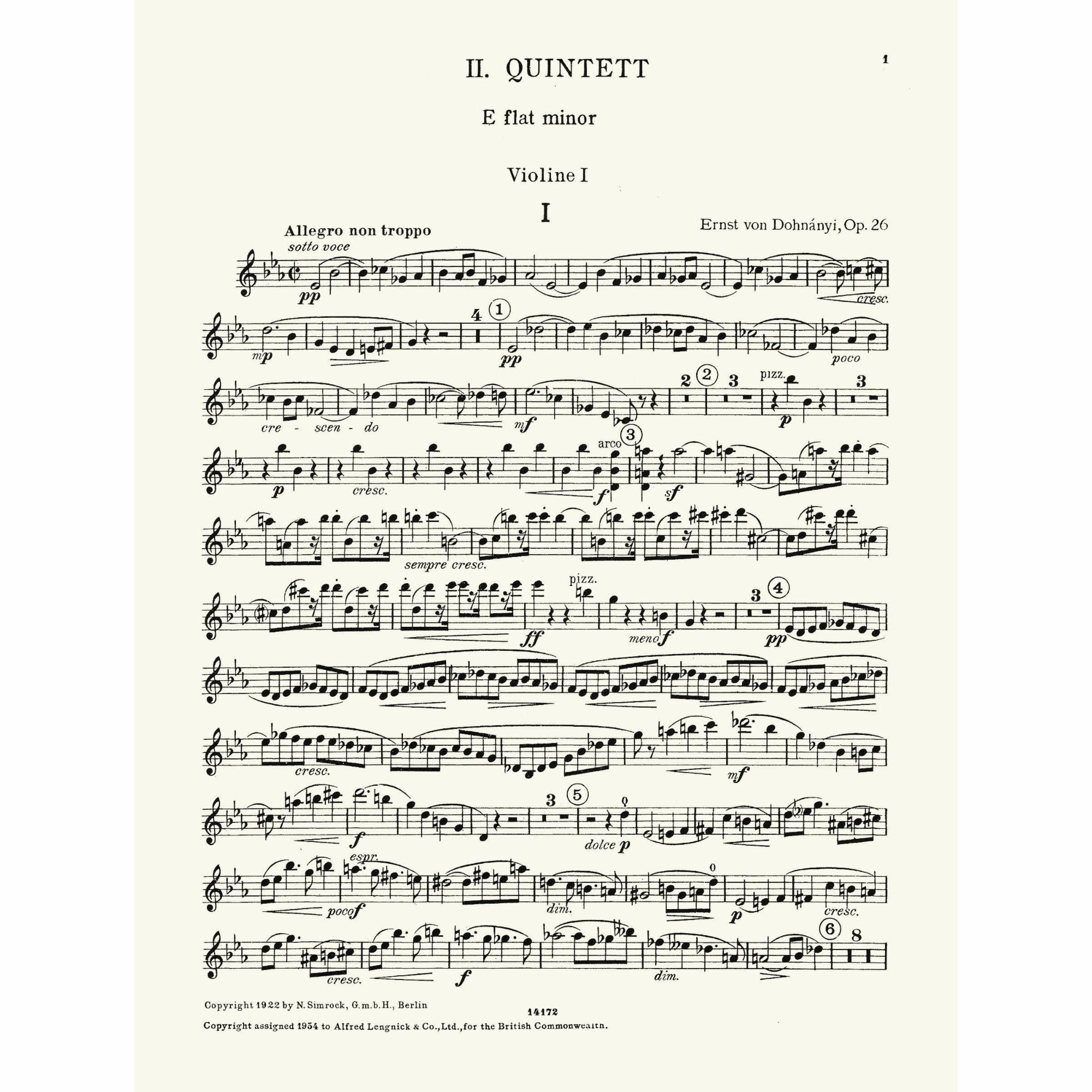 Sample: Violin I (Pg. 1)