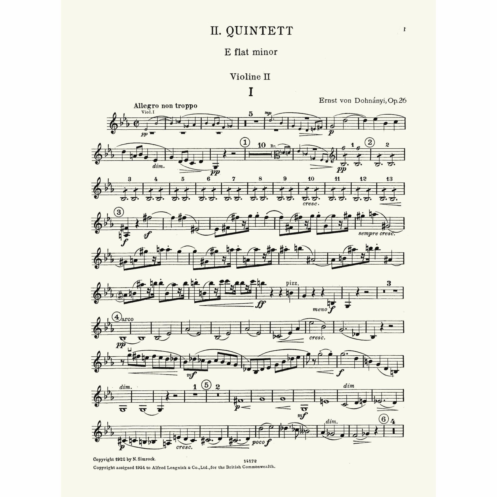 Sample: Violin II (Pg. 1)