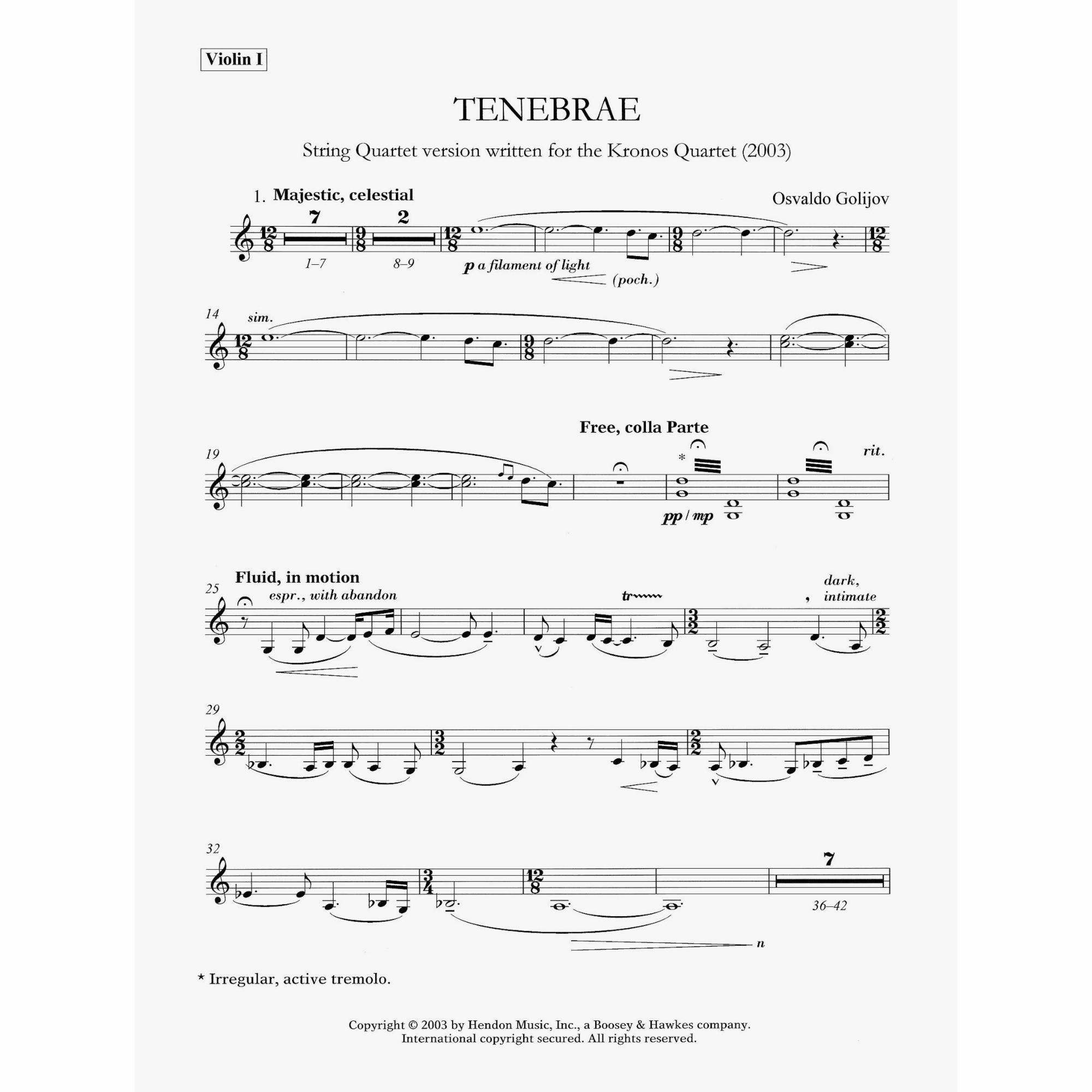 Sample: Violin I (Pg. 1)