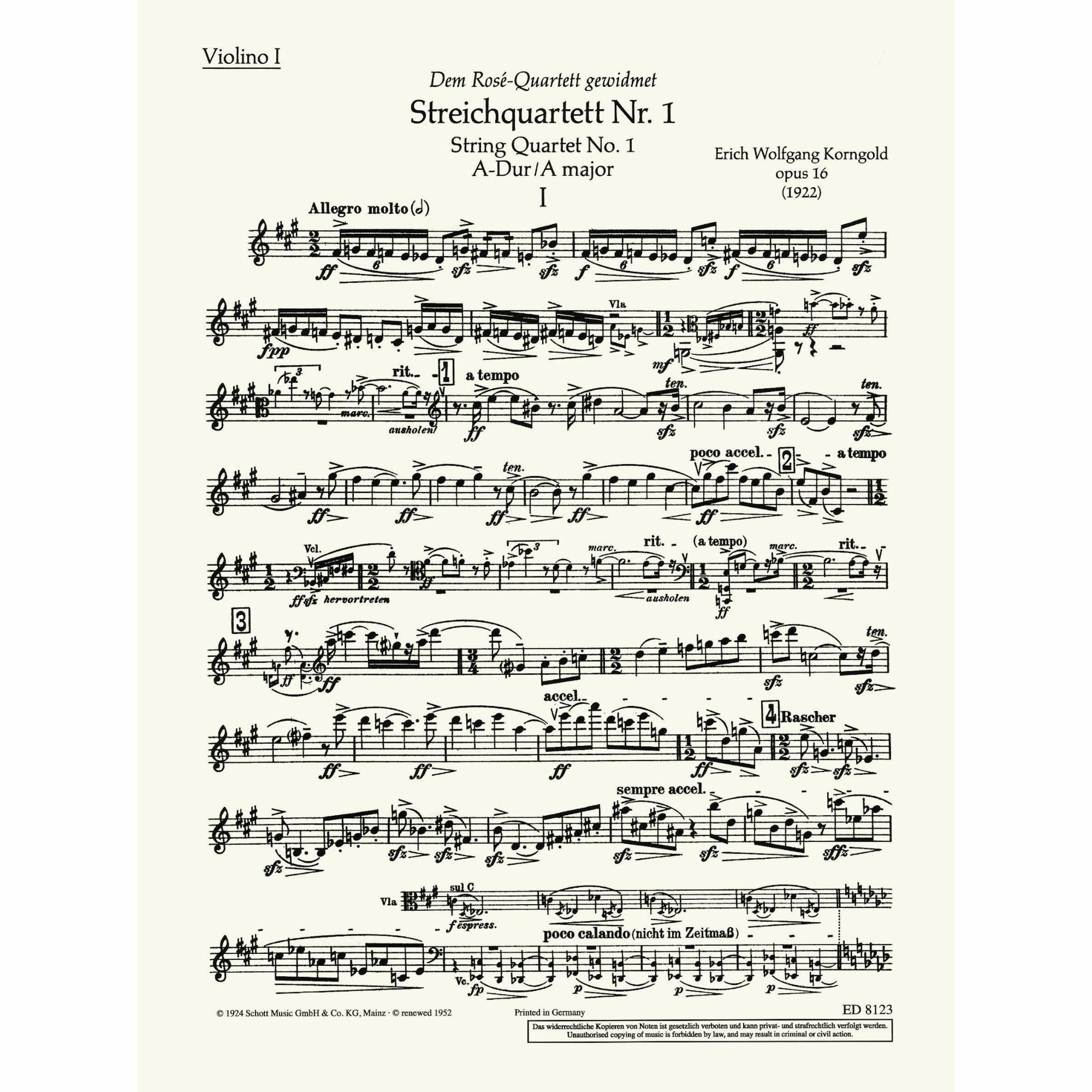 Sample: Violin I (Pg. 1)