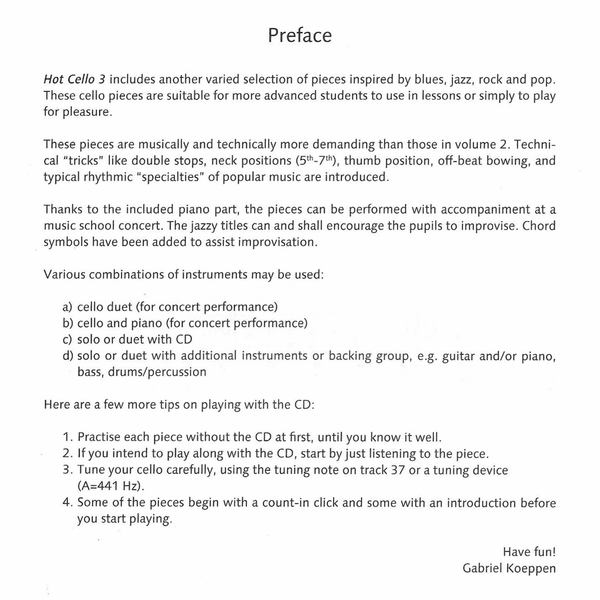 Hot Cello 3, Preface