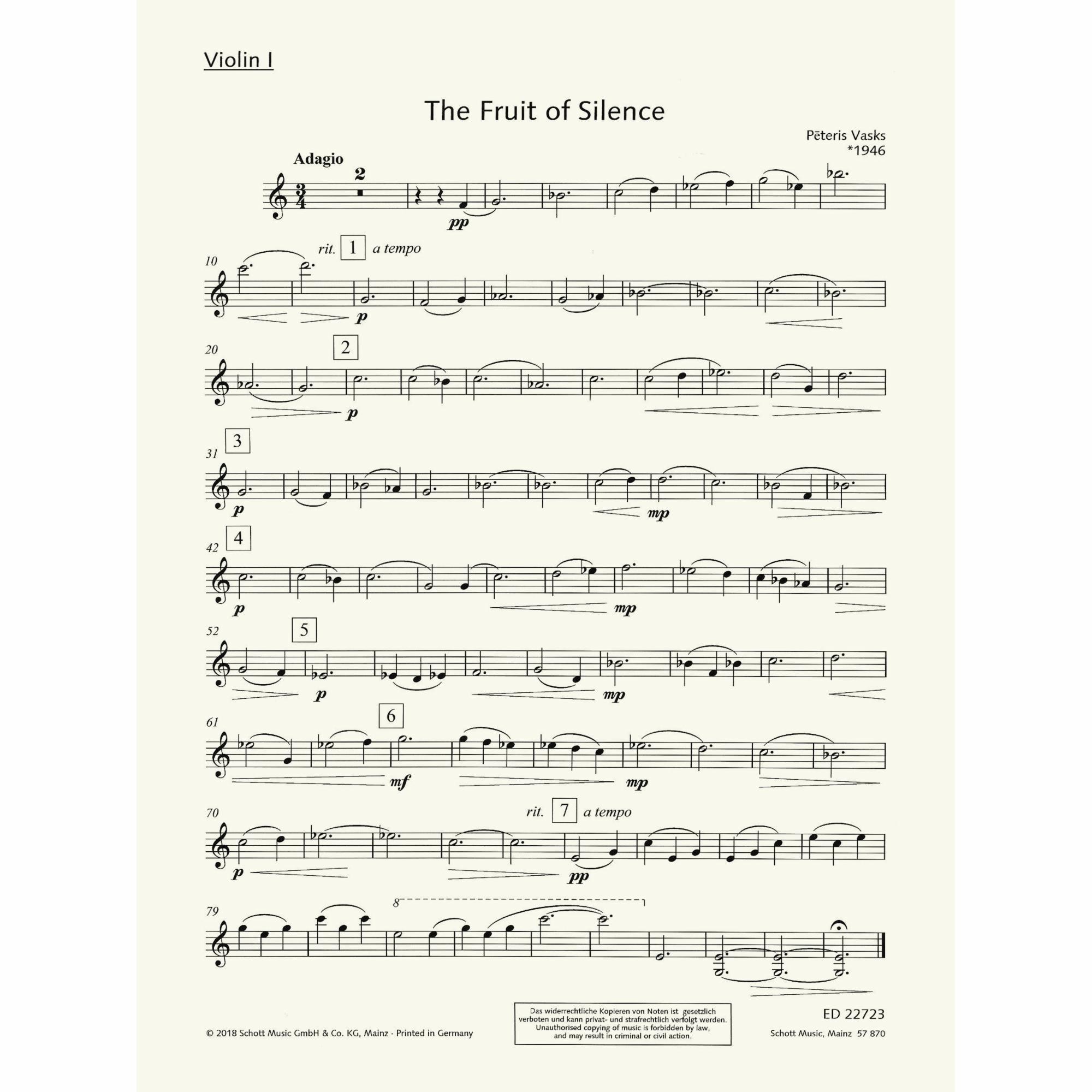 Sample: Violin I (Pg. 1)