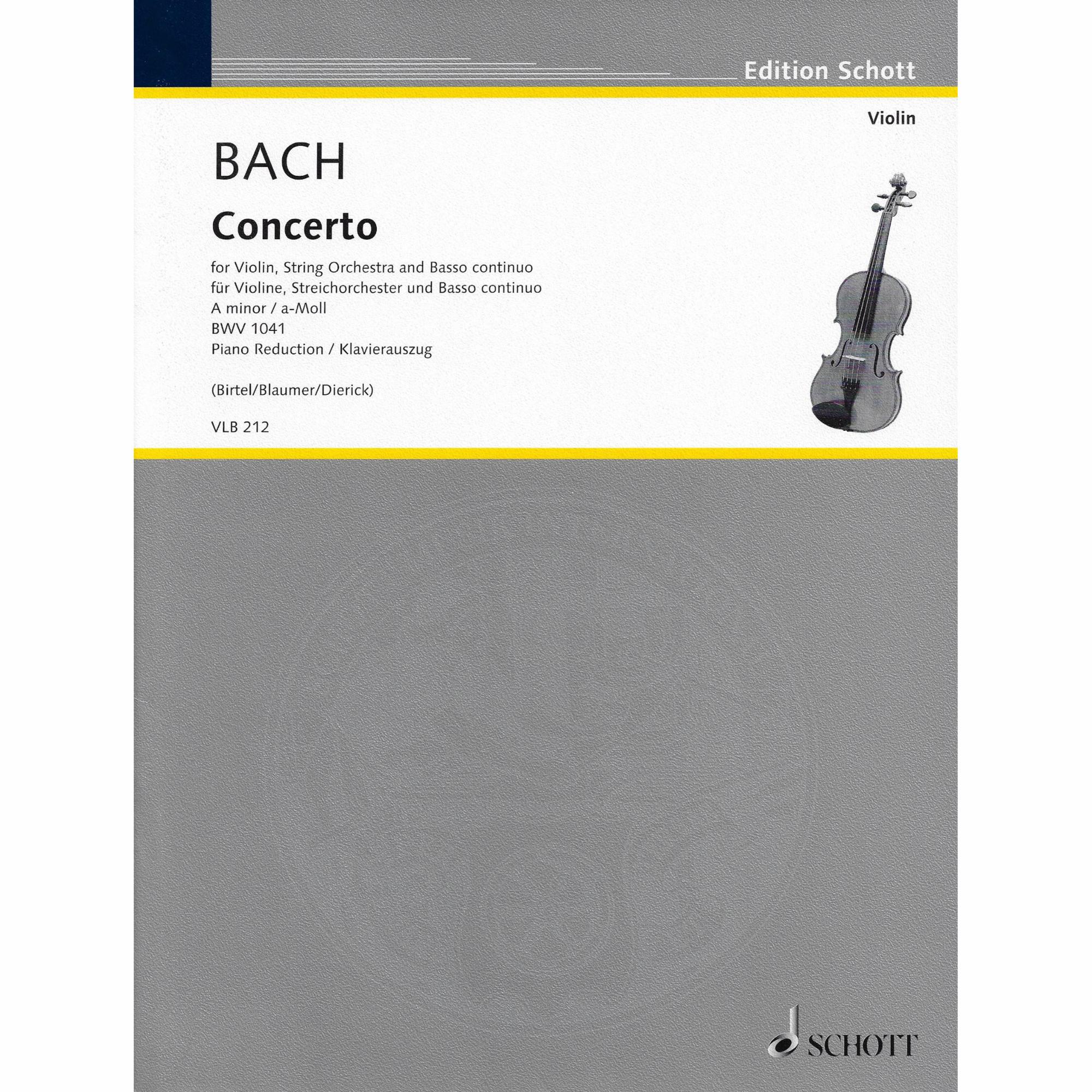 Bach -- Concerto in A Minor, BWV 1041 for Violin and Piano