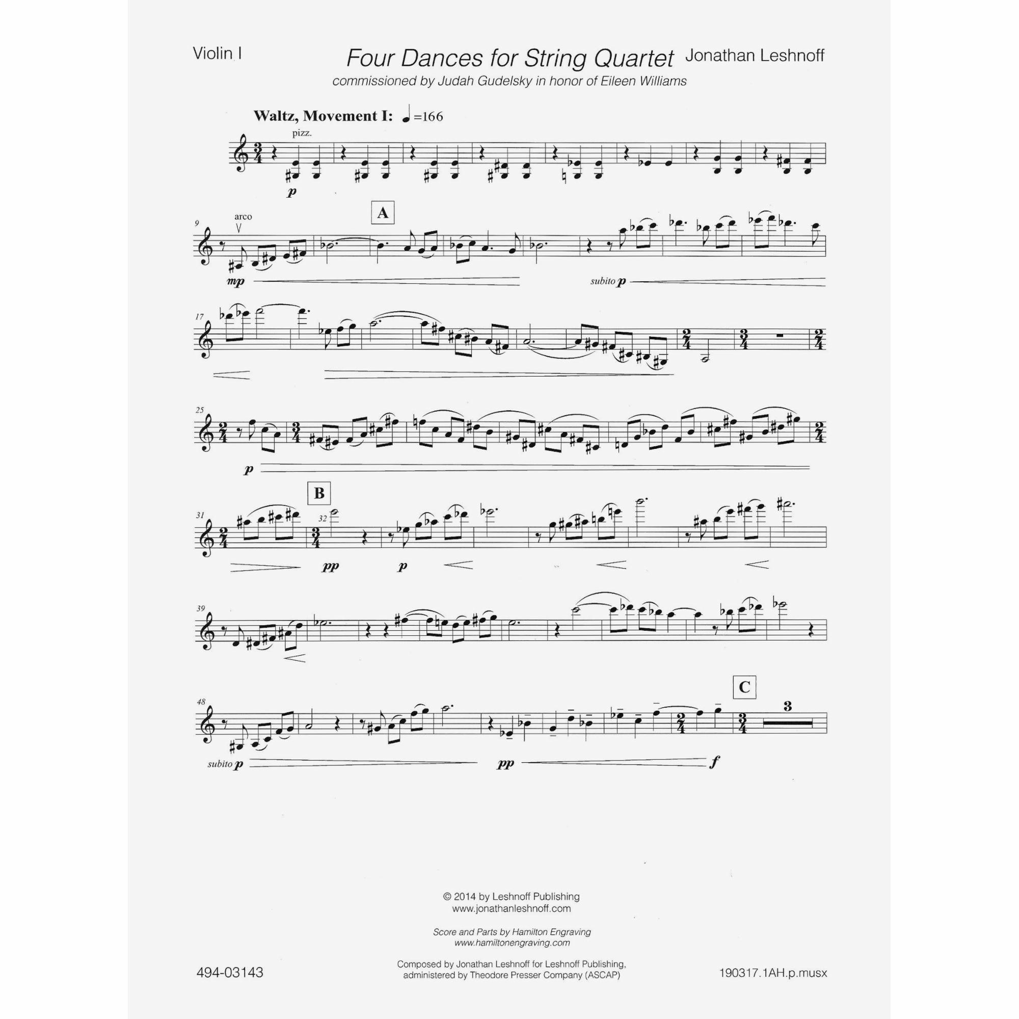 Sample: Violin I (Pg. 1)