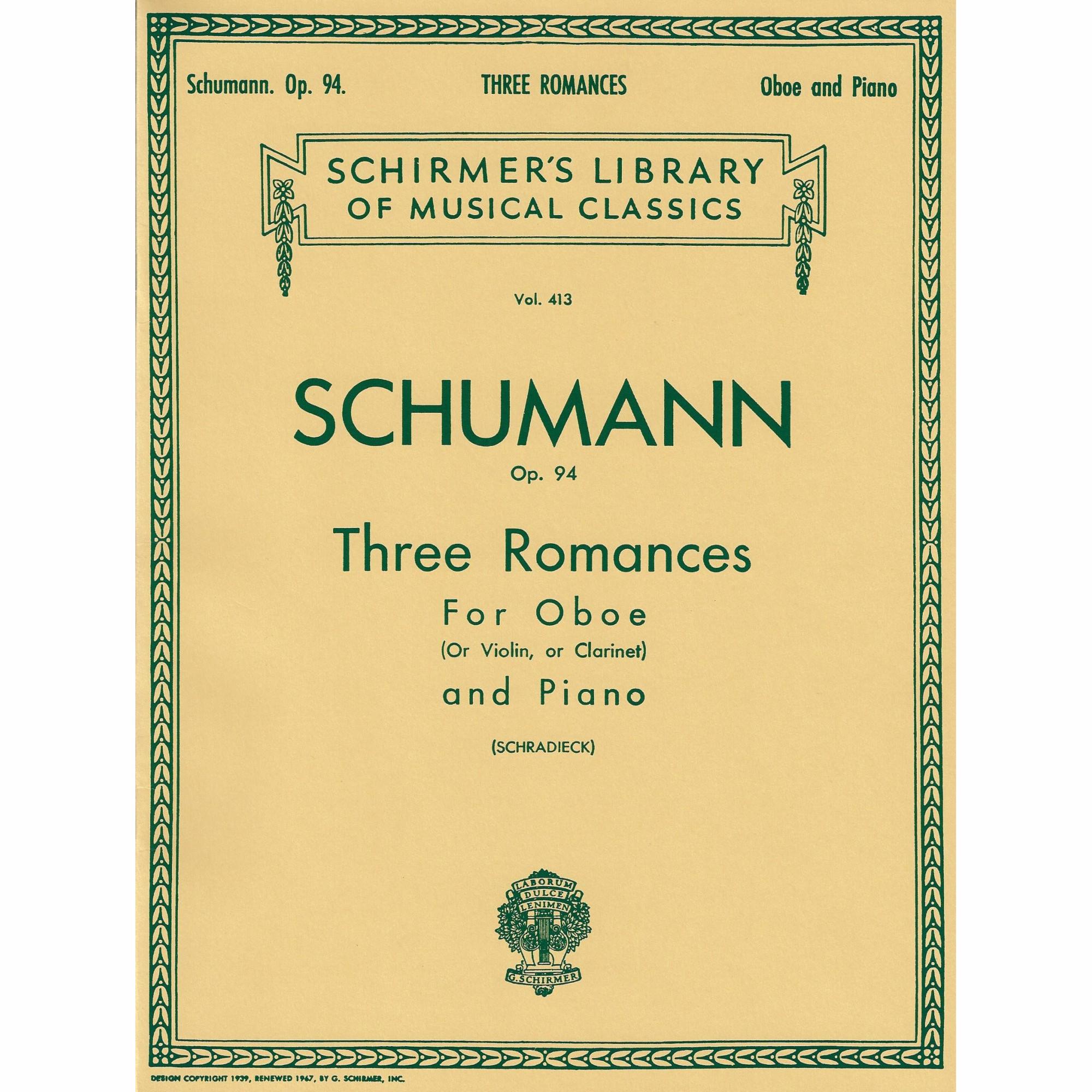 Schumann -- Three Romances, Op. 94 for Violin and Piano