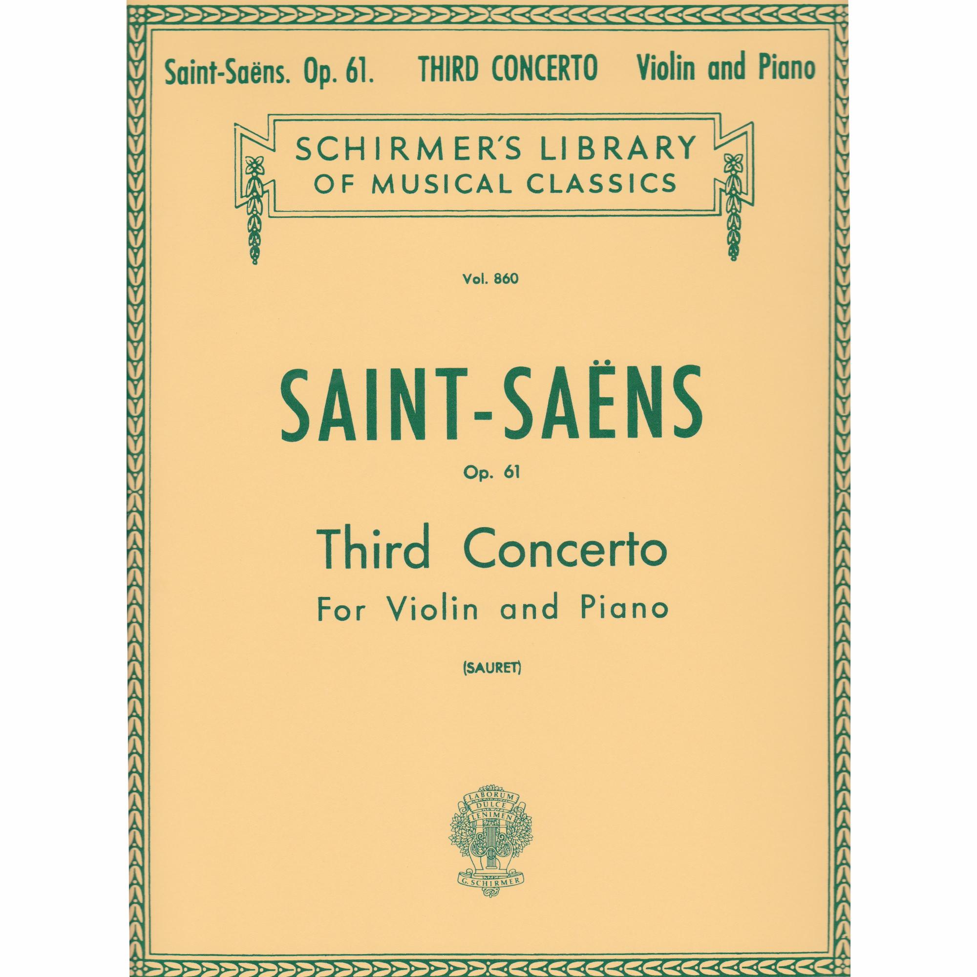 Saint-Saens -- Third Concerto, Op. 61 for Violin and Piano