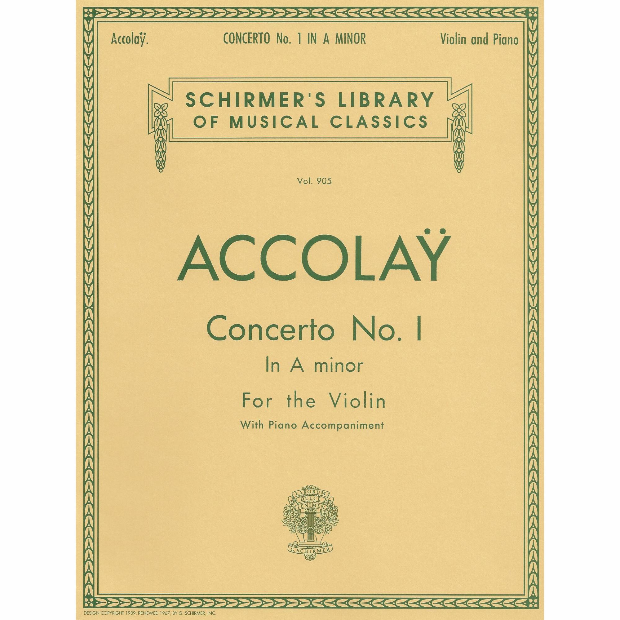 Accolay -- Concerto No. 1 in A Minor for Violin and Piano