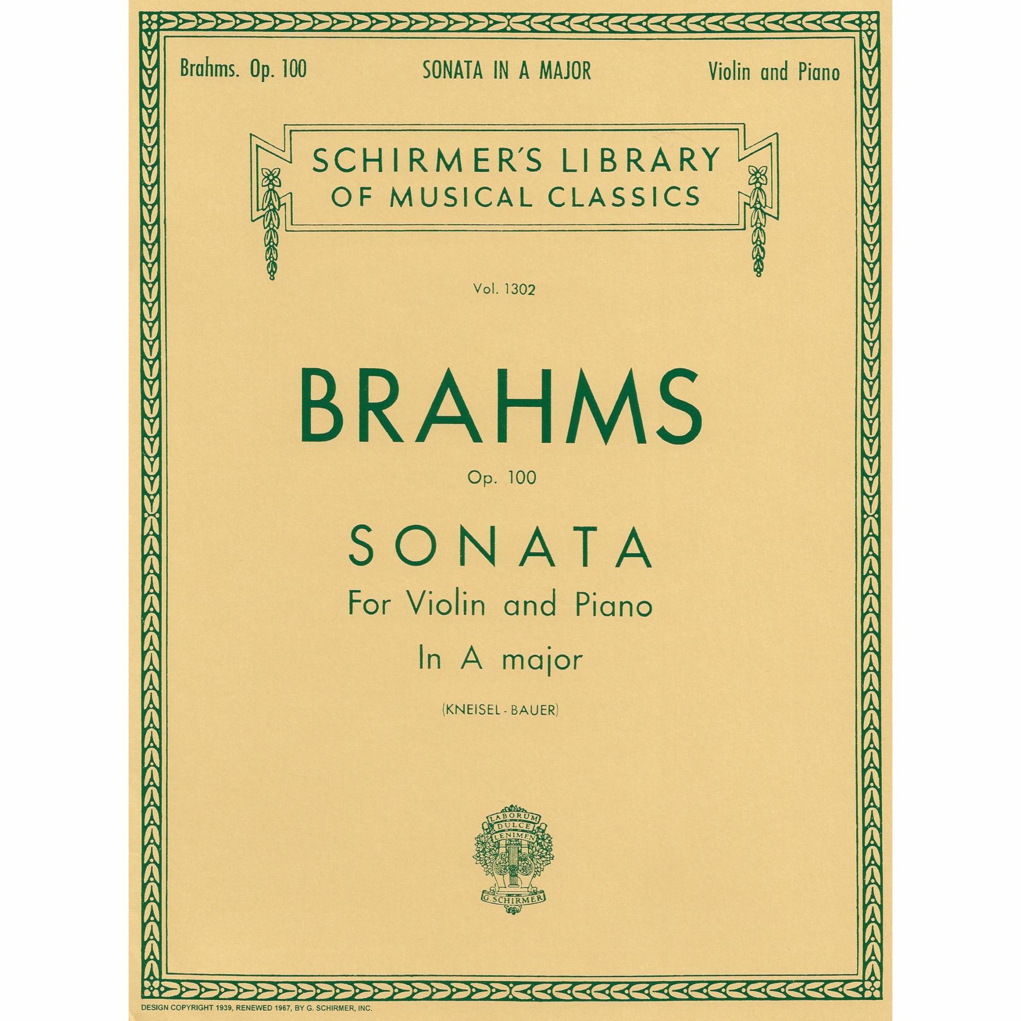 Brahms -- Sonata in A Major, Op. 100 for Violin and Piano