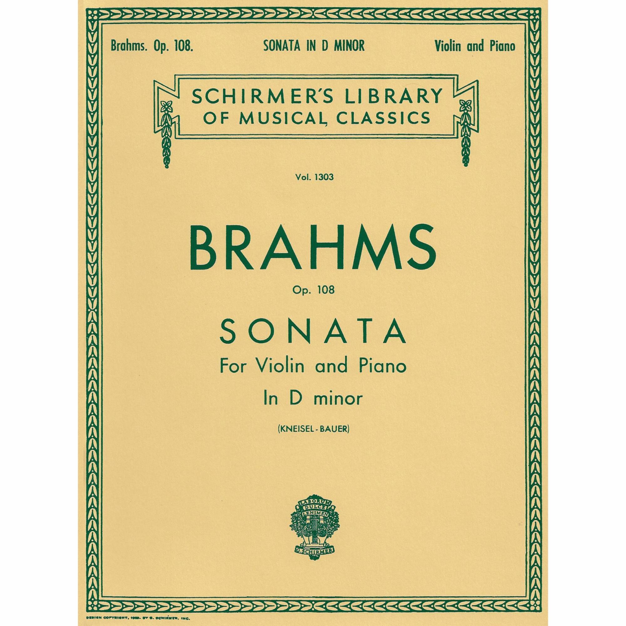 Brahms -- Sonata in D Minor, Op. 108 for Violin and Piano