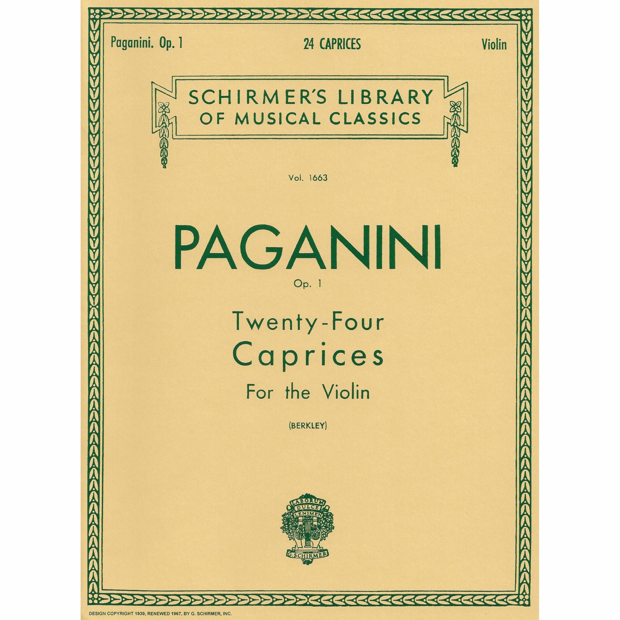 Paganini -- 24 Caprices, Op. 1 for Solo Violin