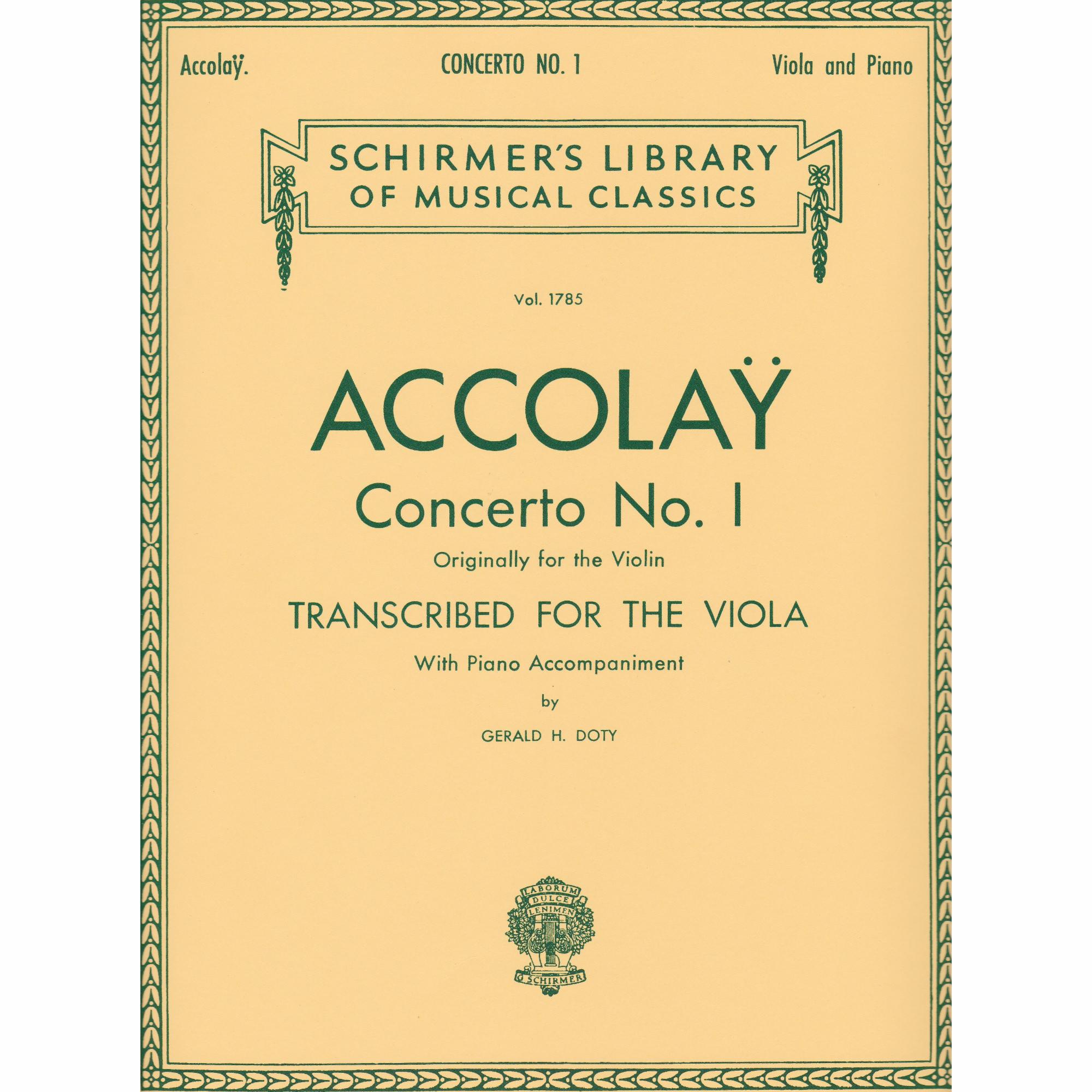 Accolay -- Concerto No. 1 for Viola and Piano