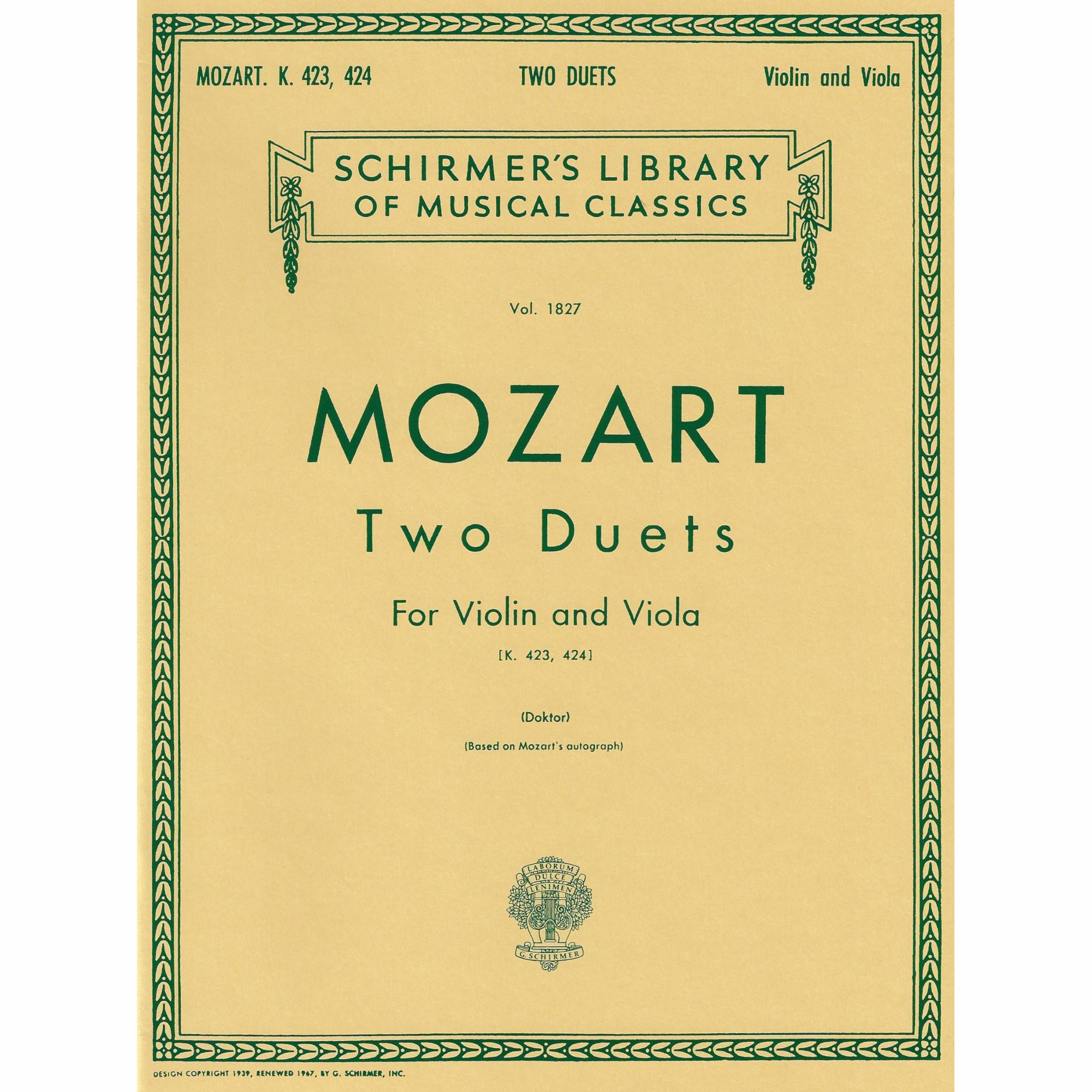 Mozart -- Two Duos, K. 423 & 424 for Violin and Viola