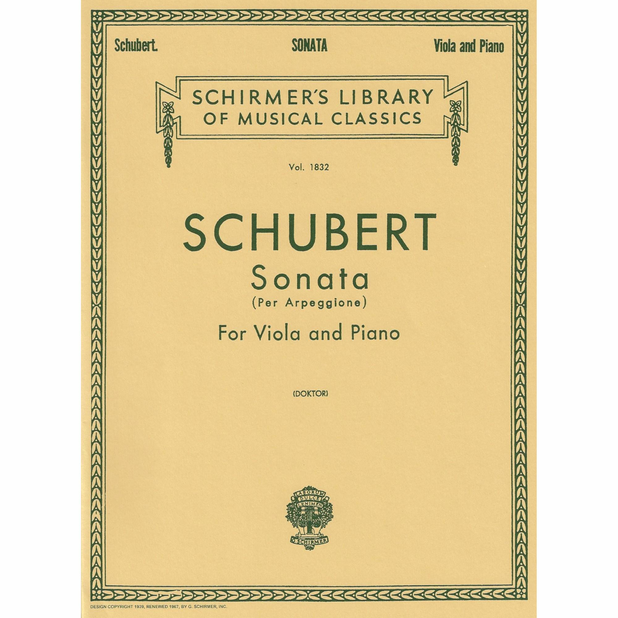 Schubert -- Sonata per Arpeggione for Viola and Piano