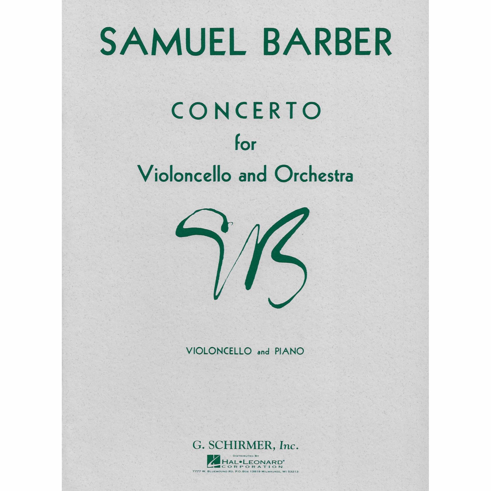 Barber -- Concerto, Op. 22 for Cello and Piano