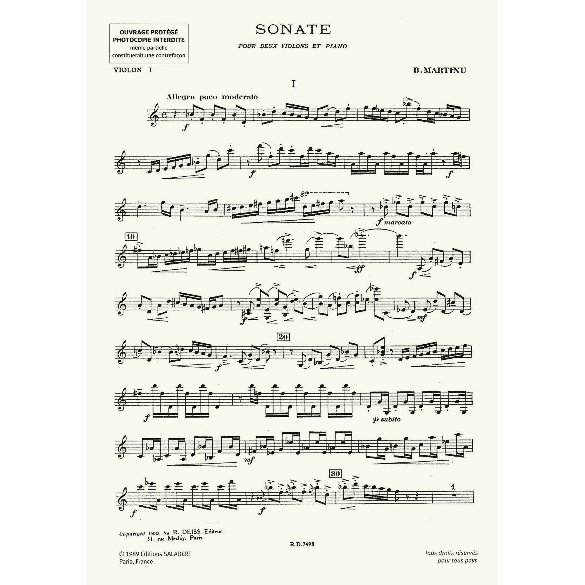 Sample: Violin I Part