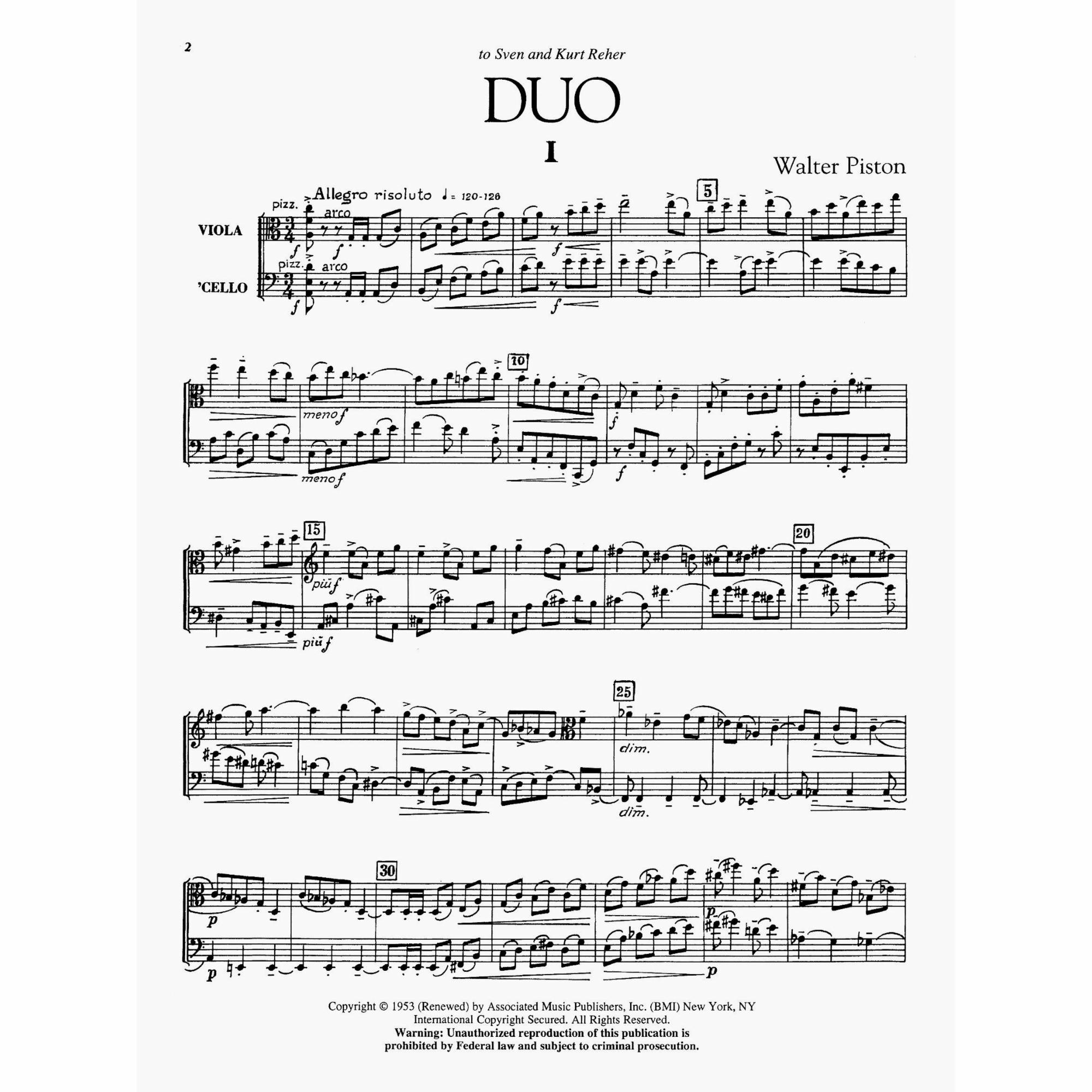 Piston -- Duo for Viola and Violoncello