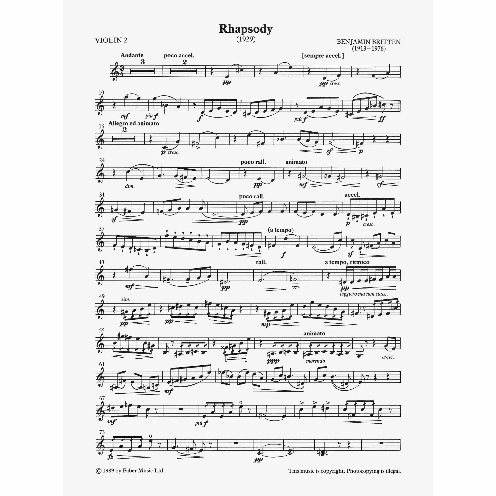 Sample: Violin II (Pg. 1)