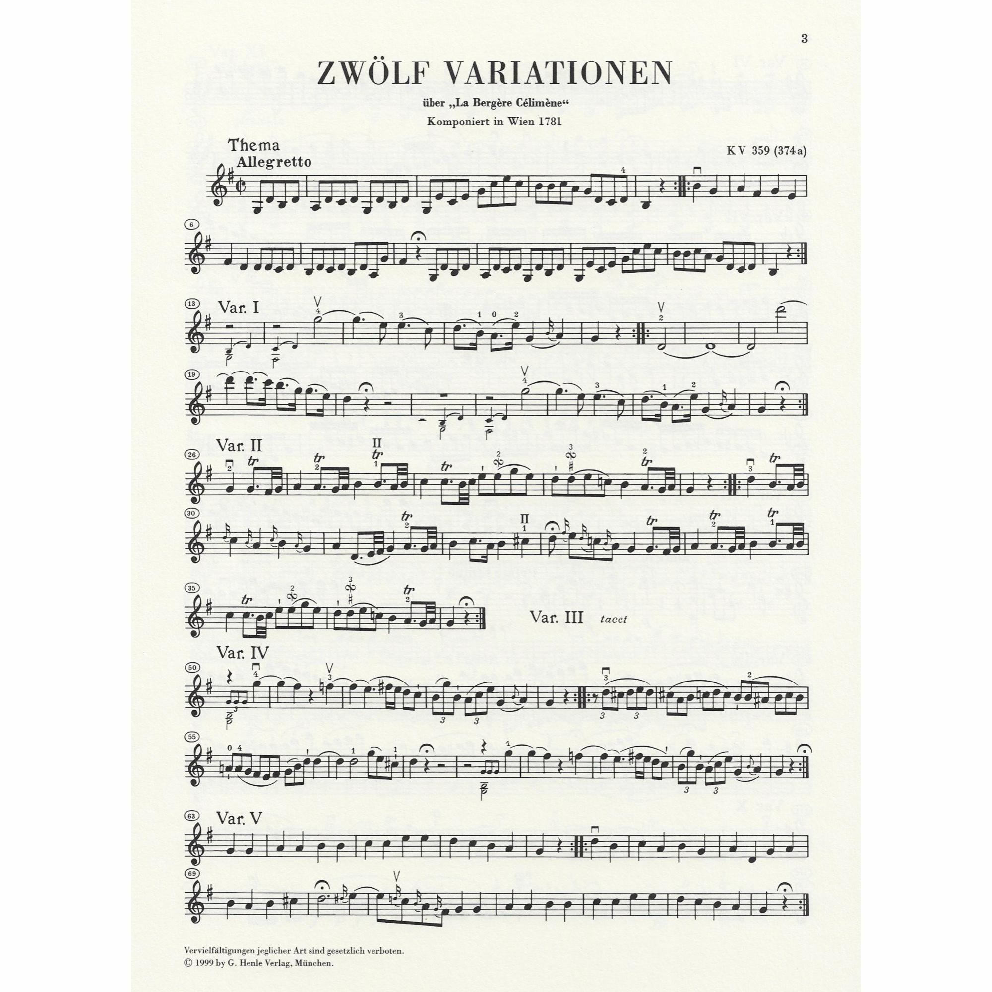 Sample: Marked Violin Part