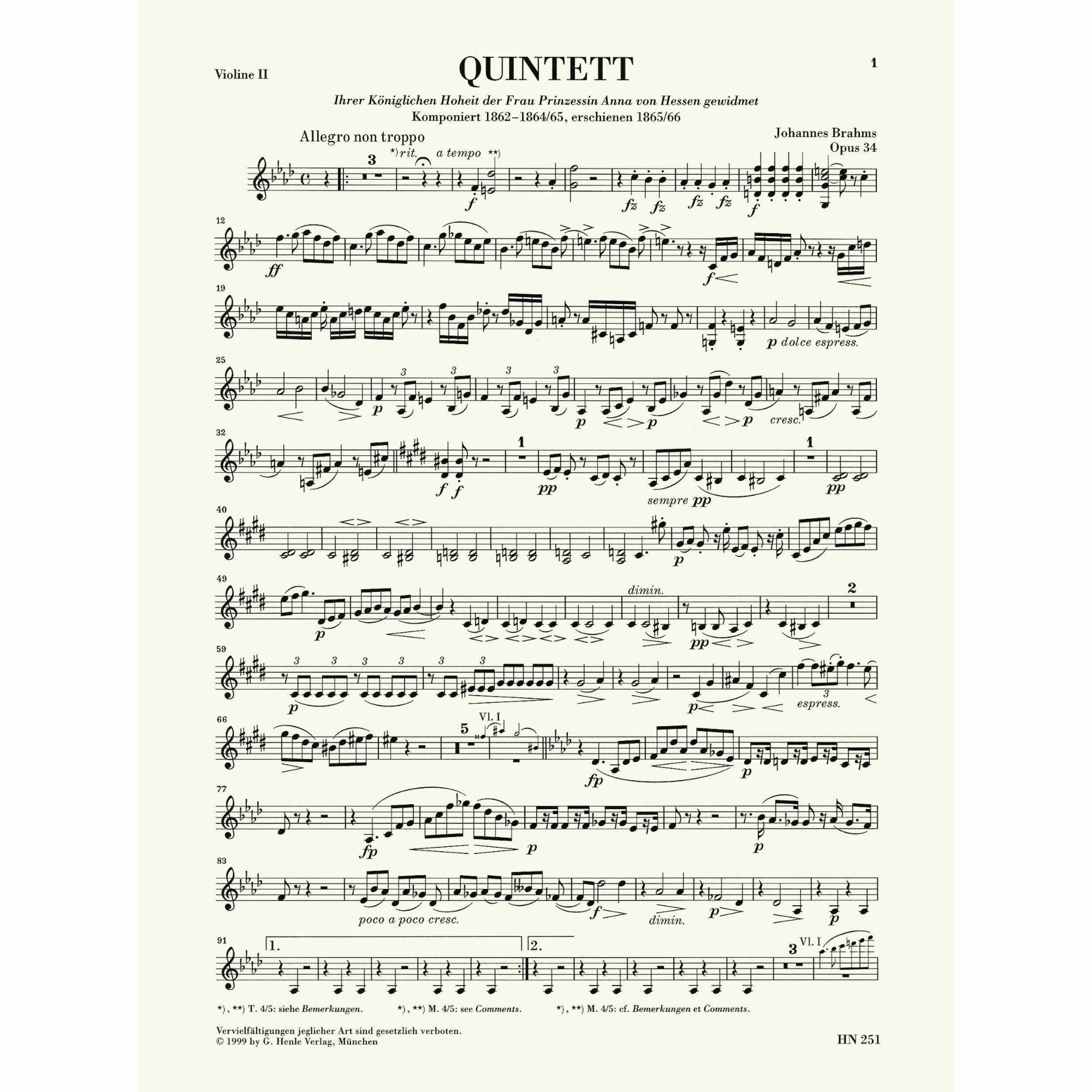 Sample: Violin II (Pg. 1)