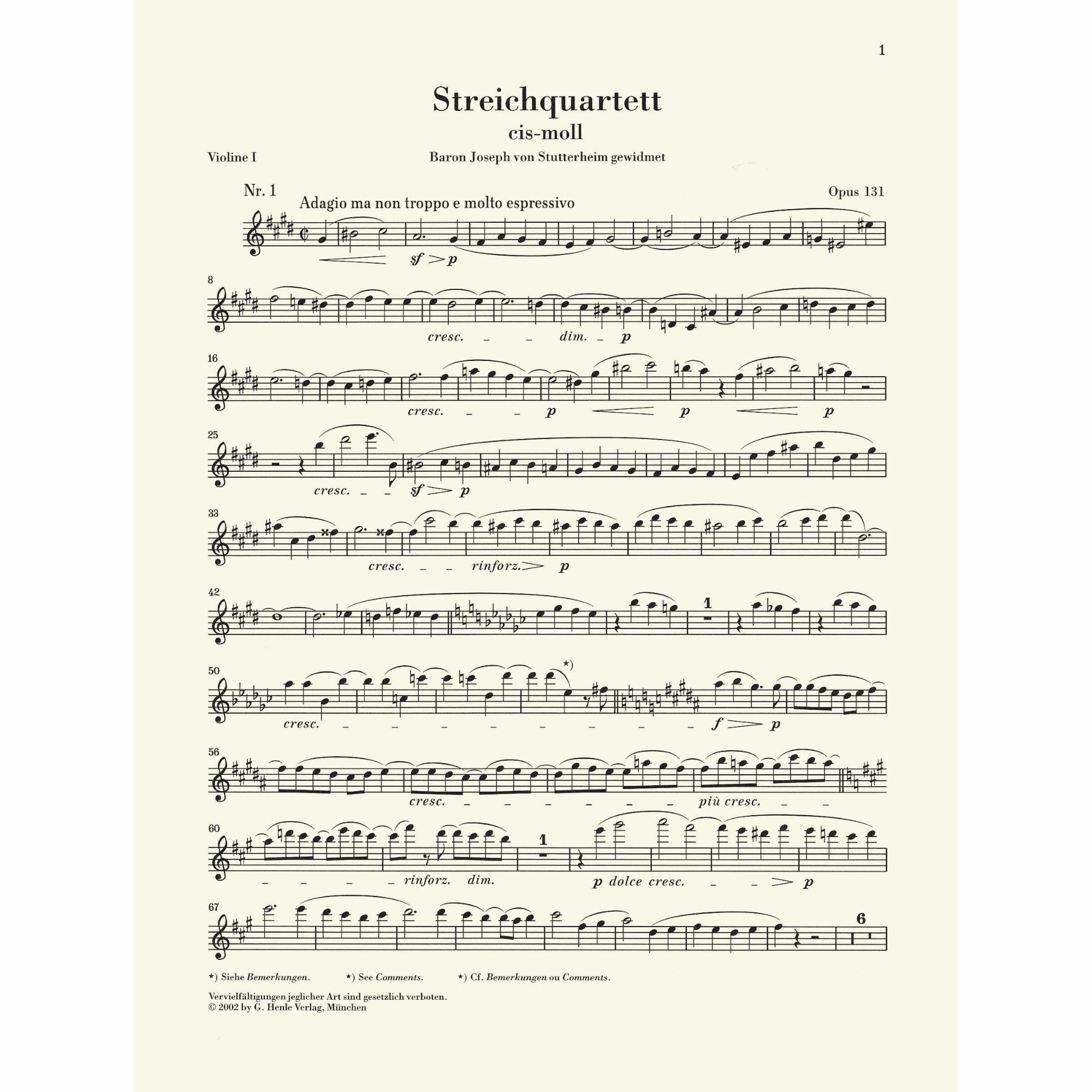 Sample: Violin I (Pg. 1)