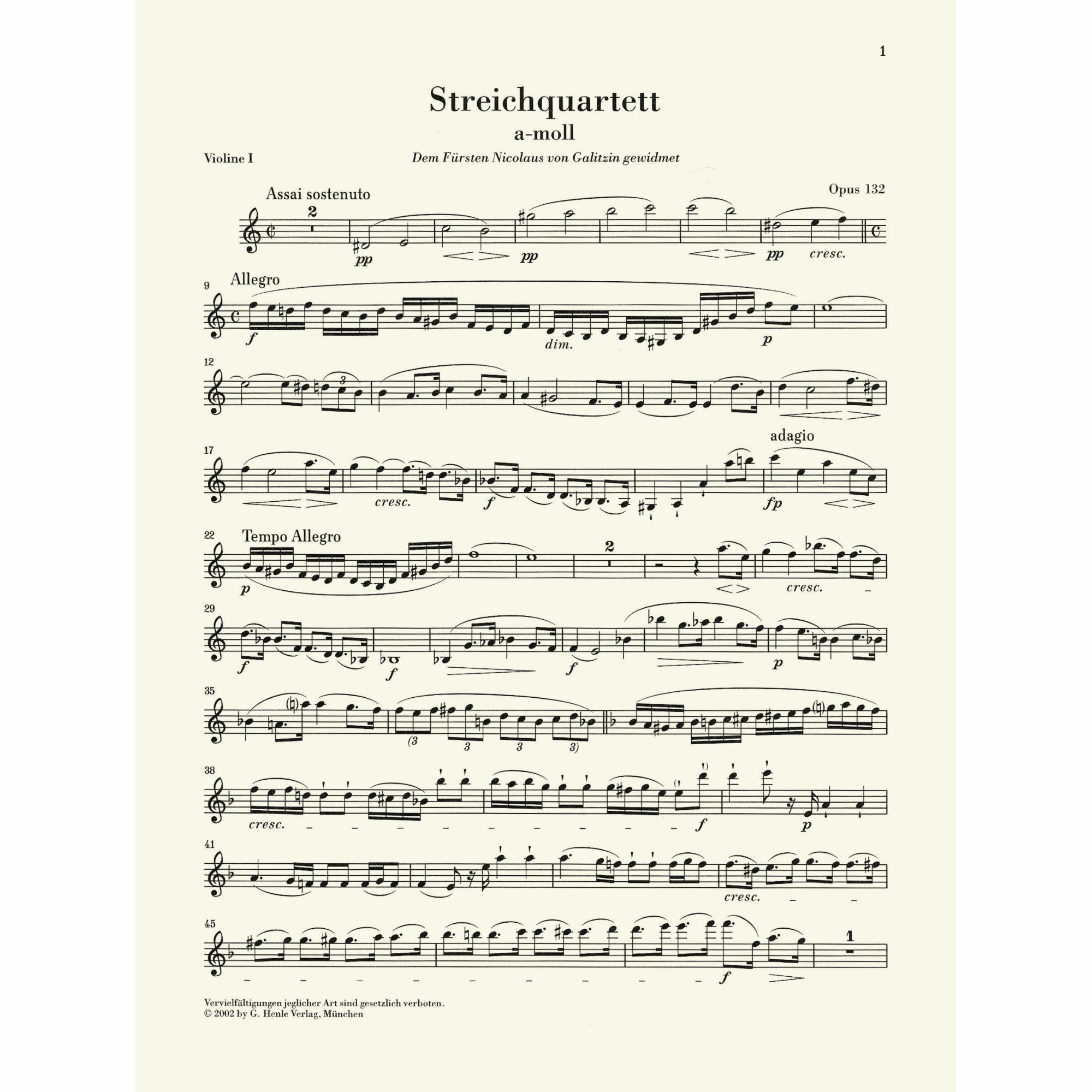 Sample: Violin I (Pg. 1)