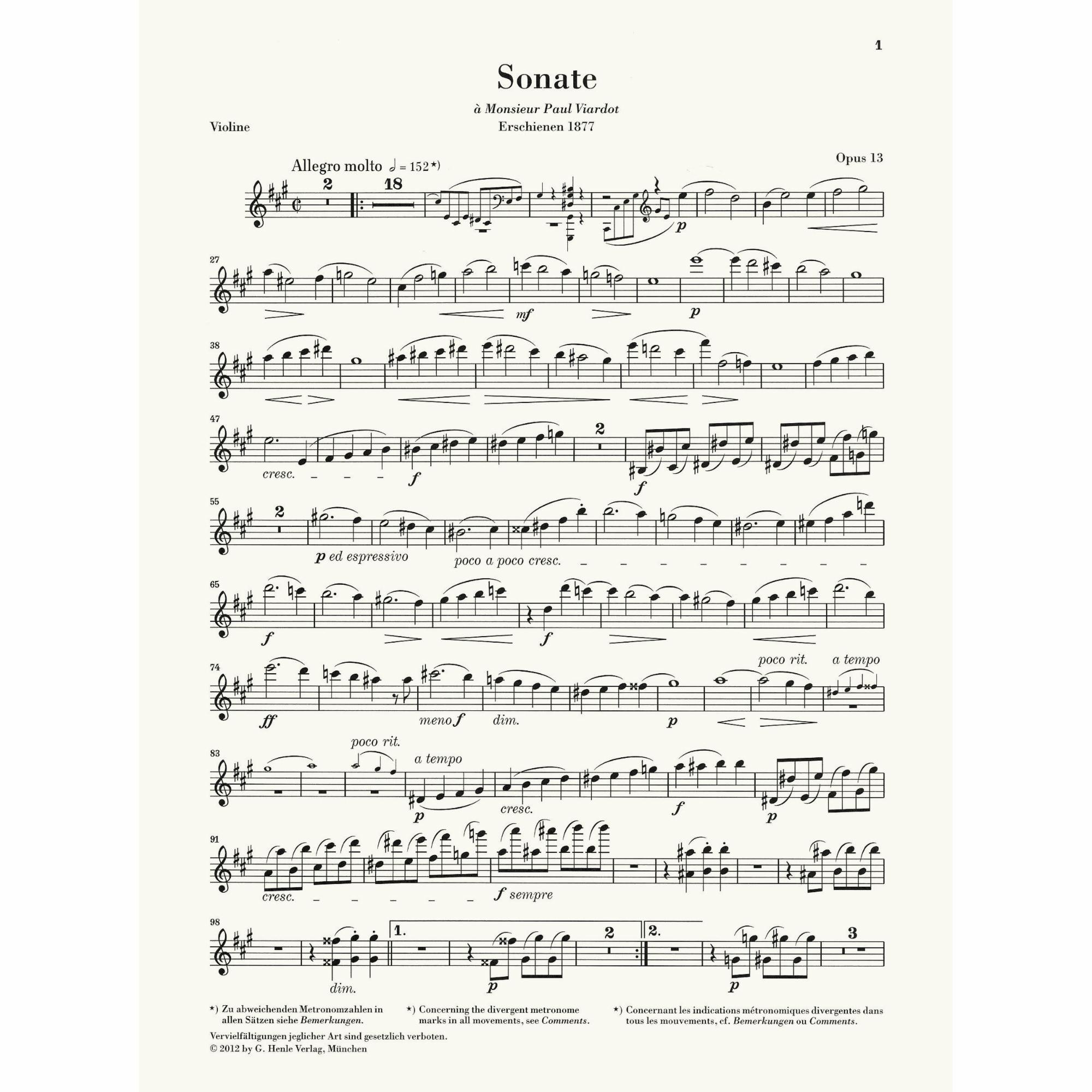 Sample: Urtext Violin Part