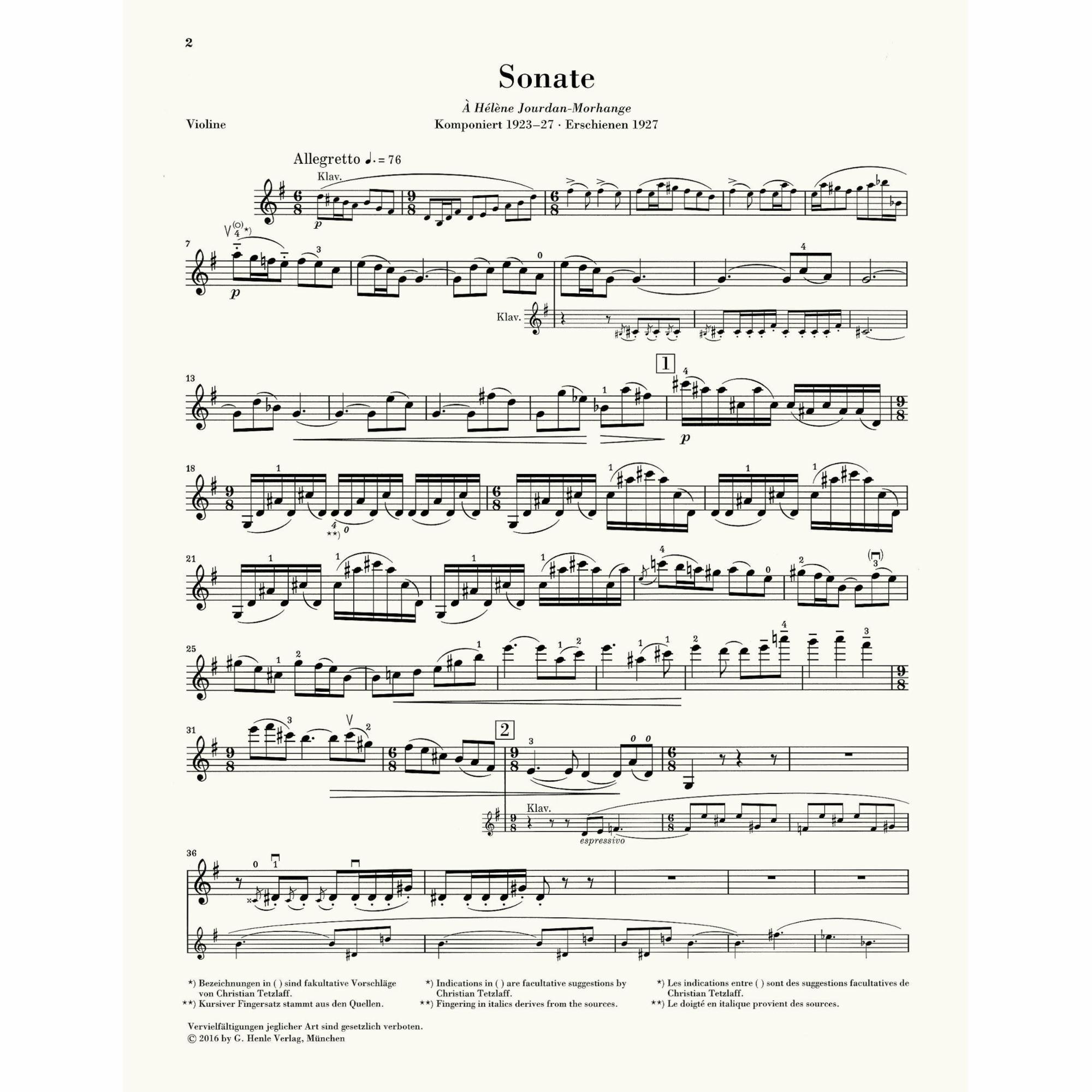 Sample: Marked Violin Part