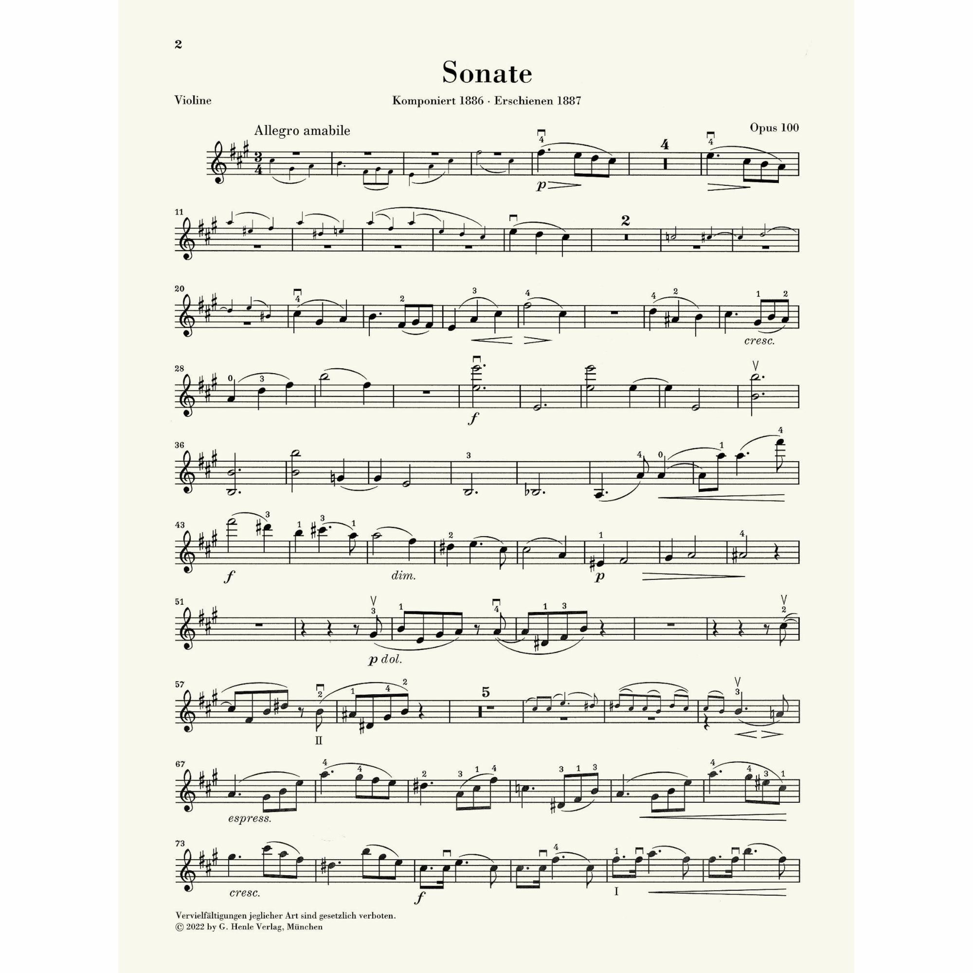 Sample: Marked Violin Part