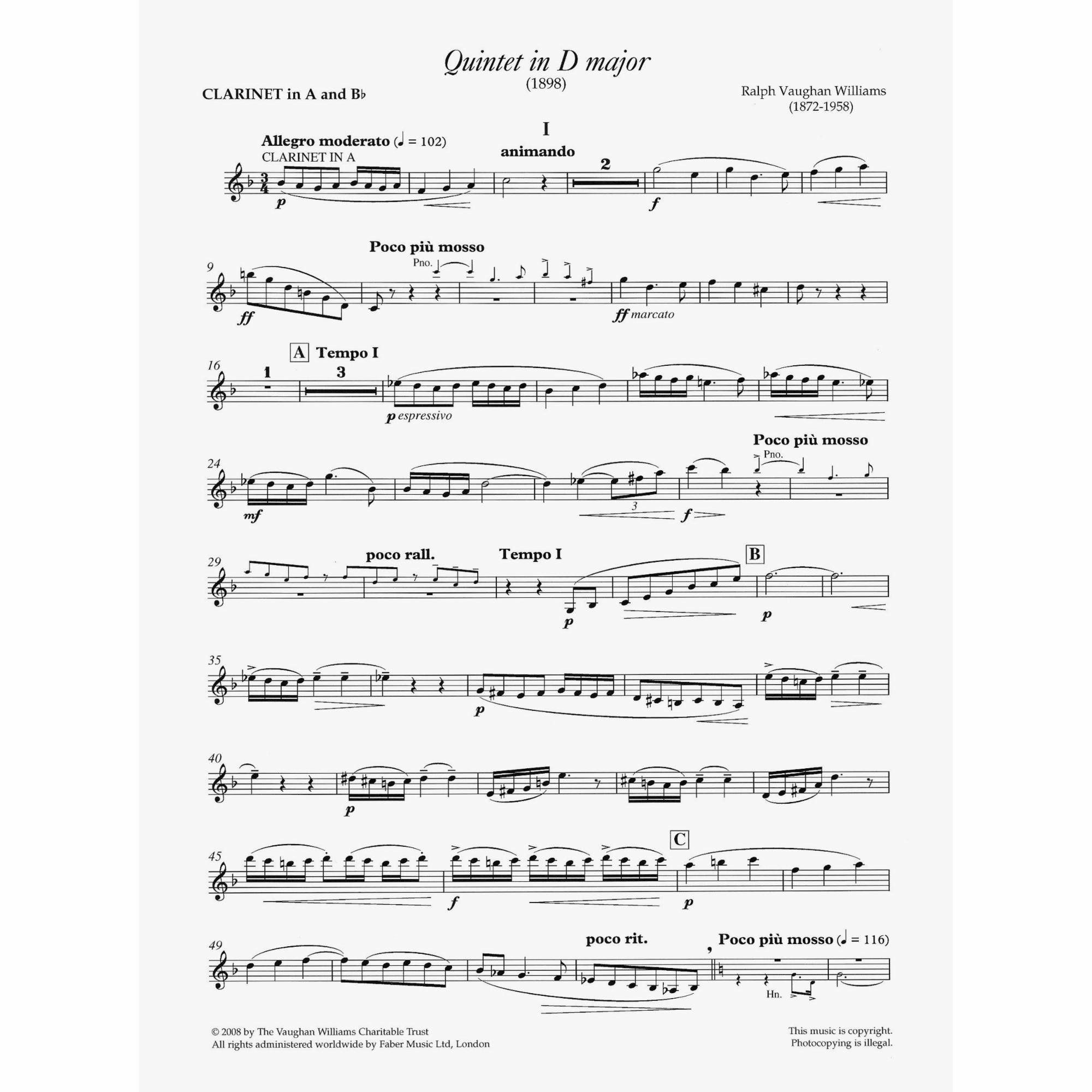 Sample: Clarinet (Pg. 1)