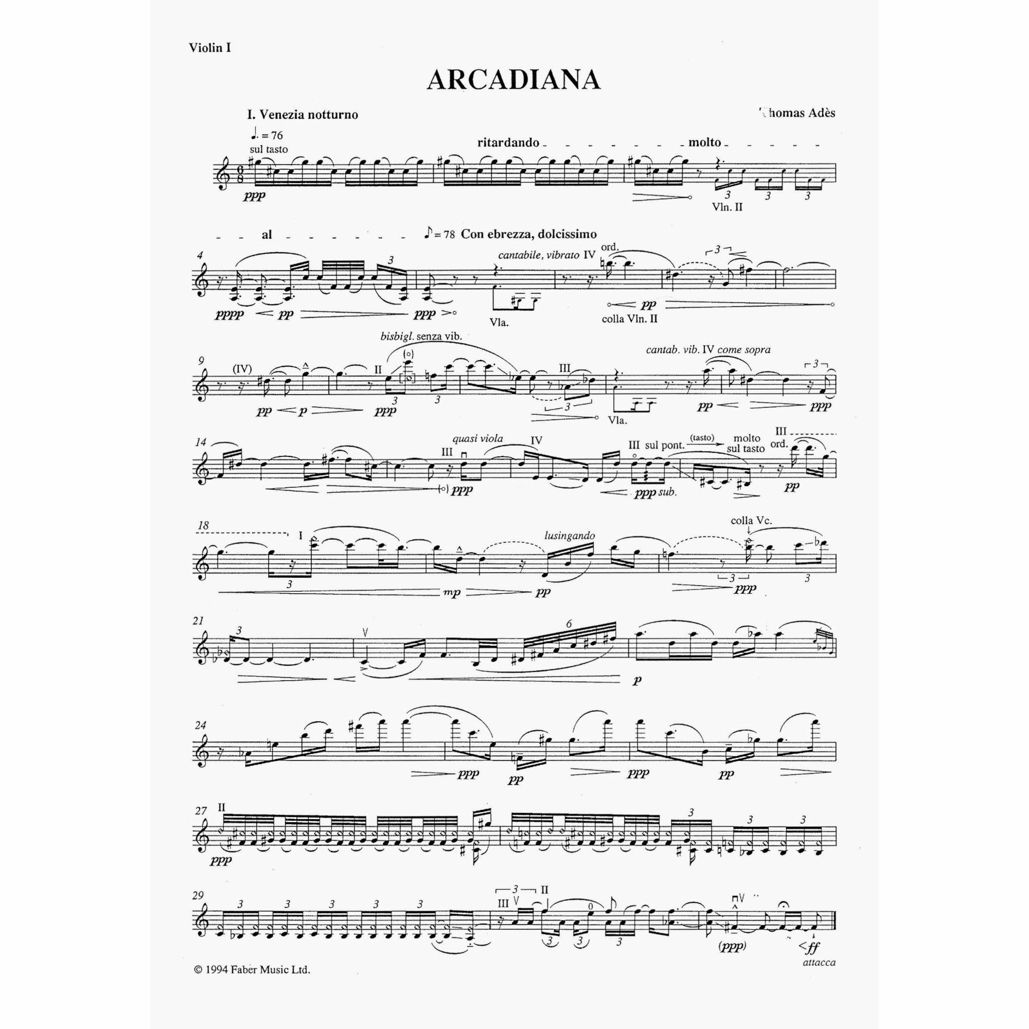 Sample: Violin I (Pg. 1)