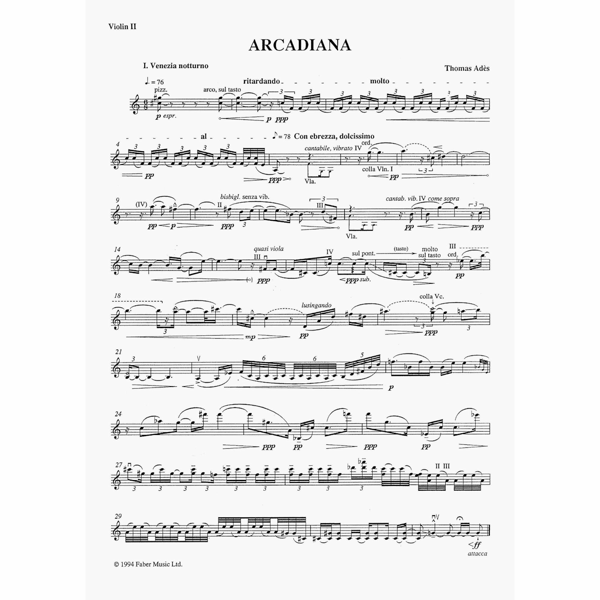 Sample: Violin II (Pg. 1)