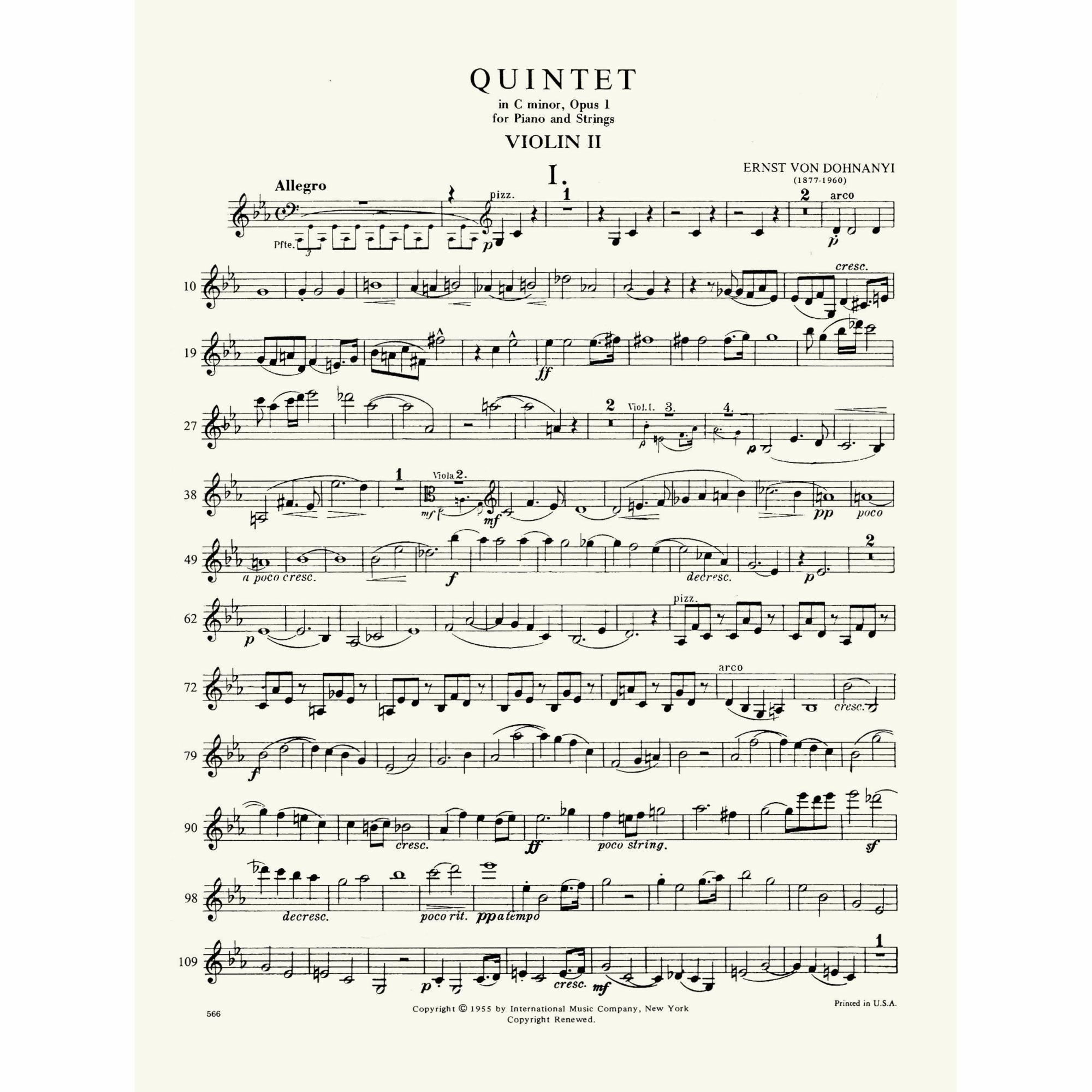 Sample: Violin II (Pg. 1)