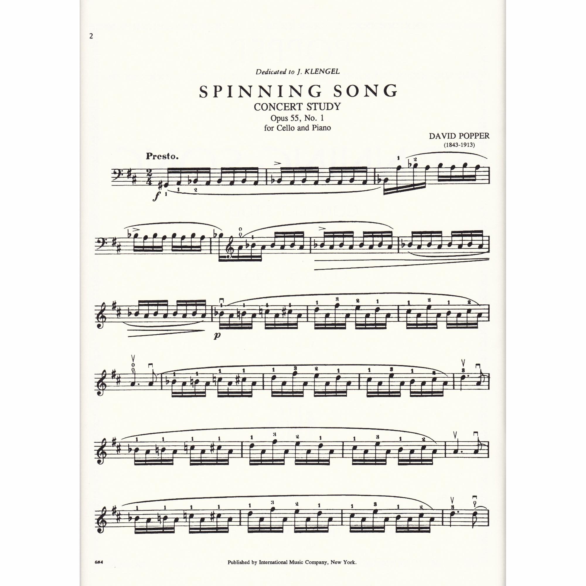 Spinning Song for Cello and Piano, Op. 55, No. 1