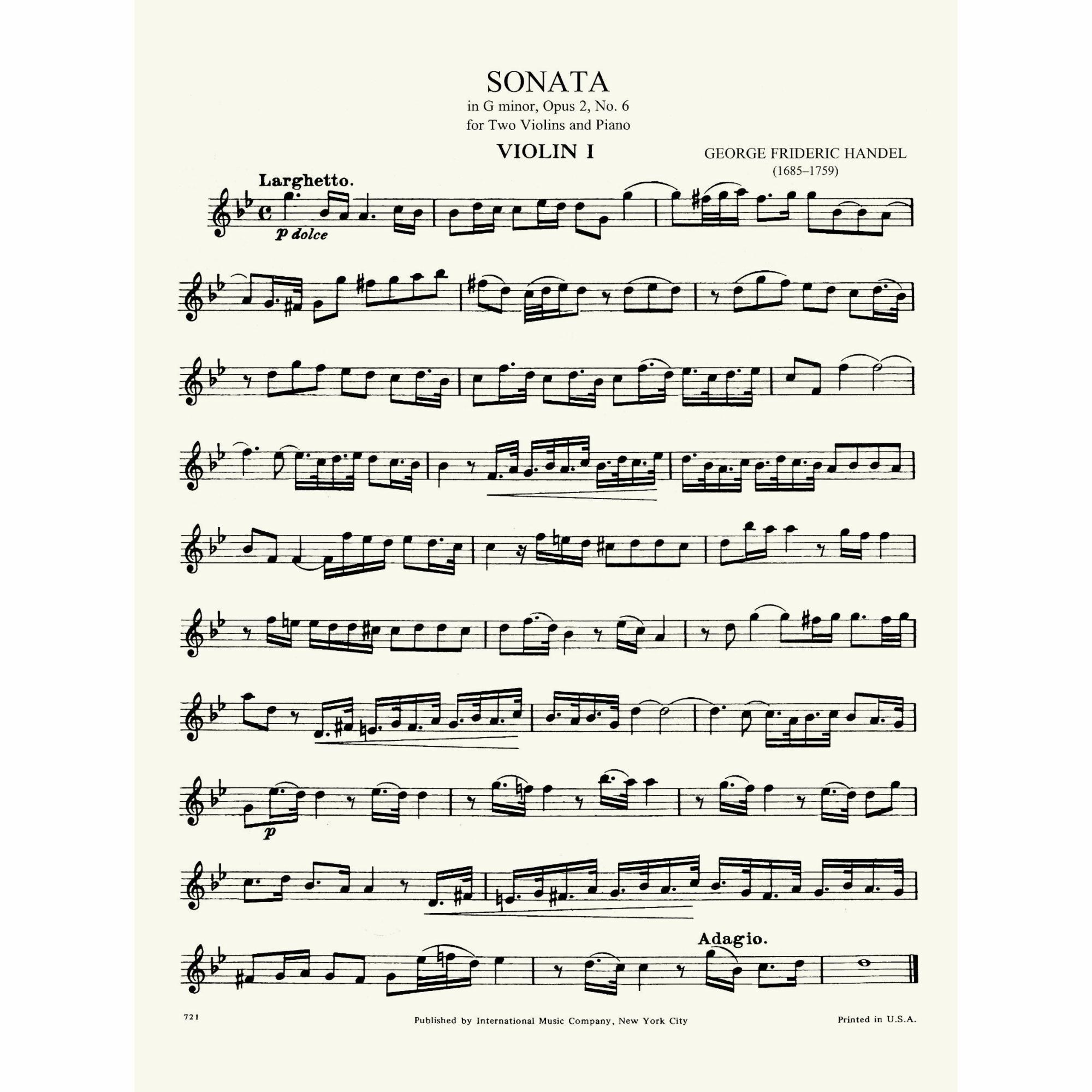 Sample: Violin I (Pg. 1)