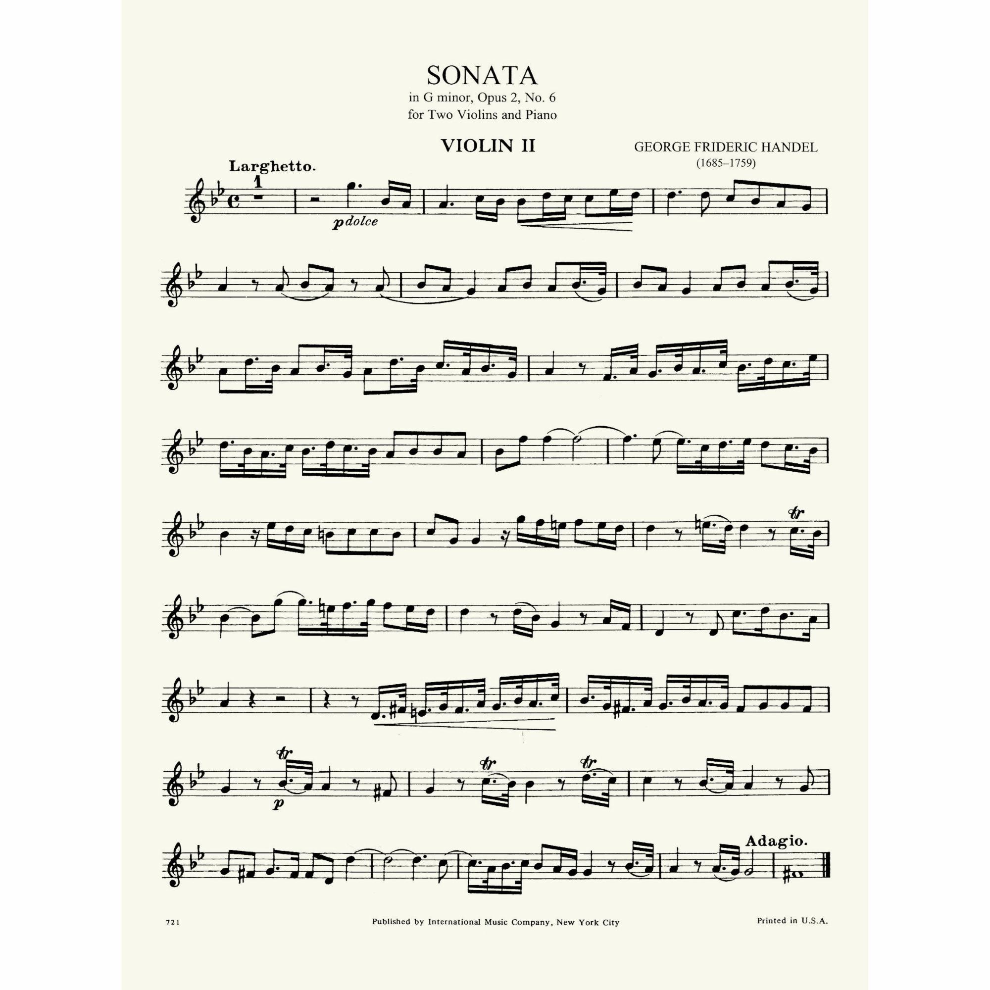 Sample: Violin II (Pg. 1)