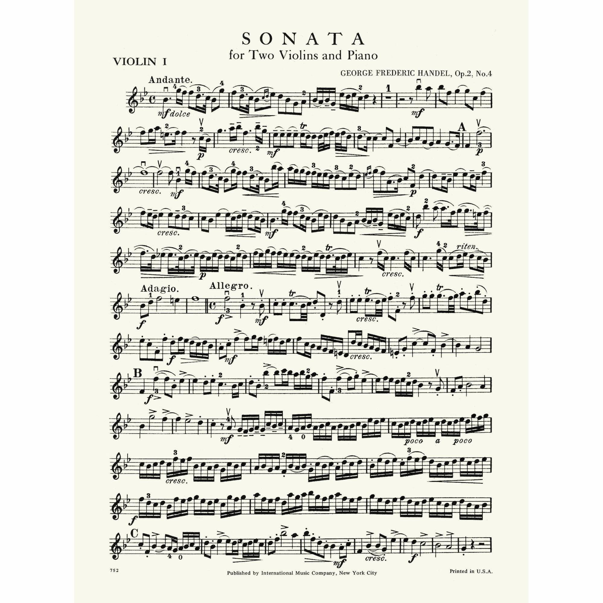 Sample: Violin I (Pg. 1)