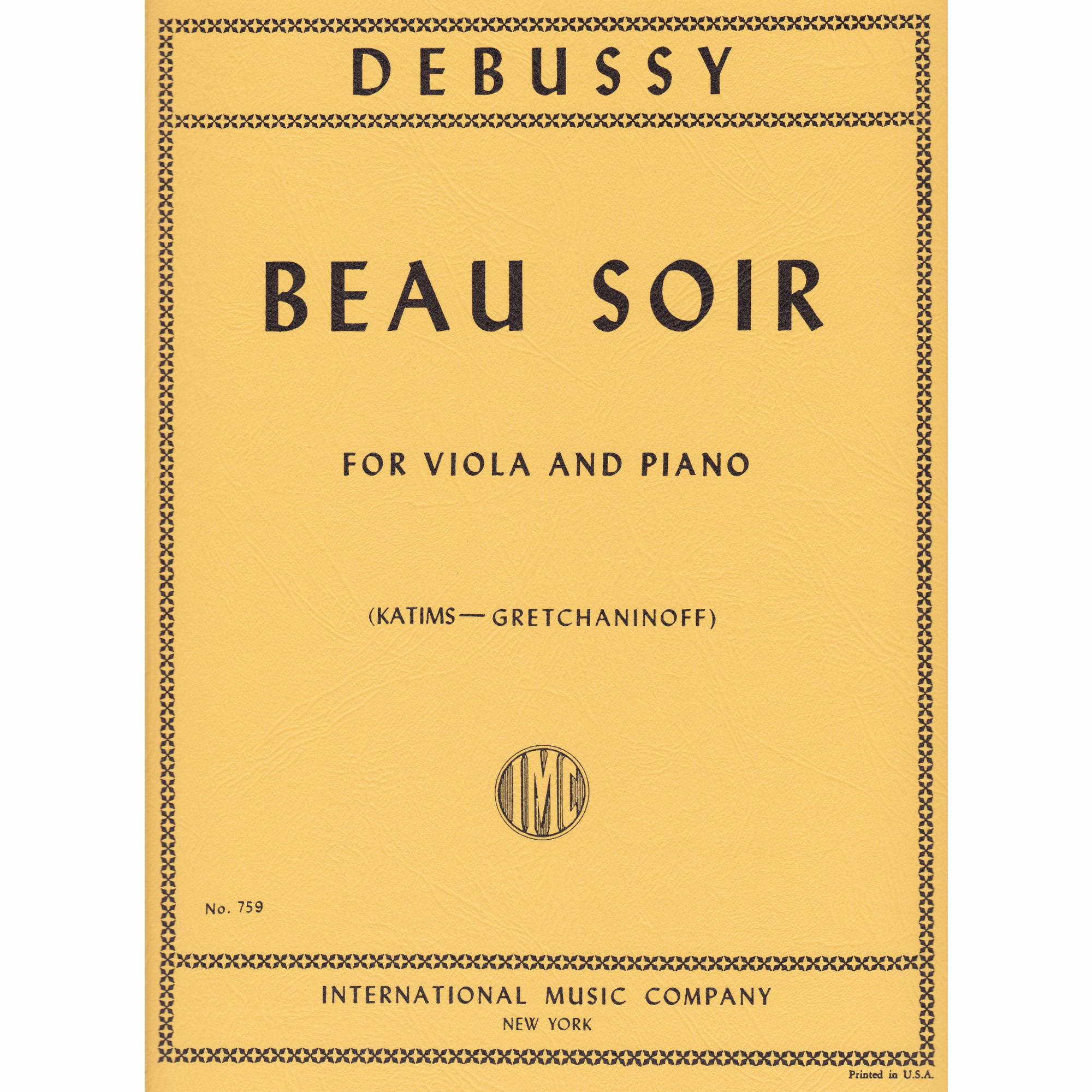 Debussy -- Beau Soir for Viola and Piano