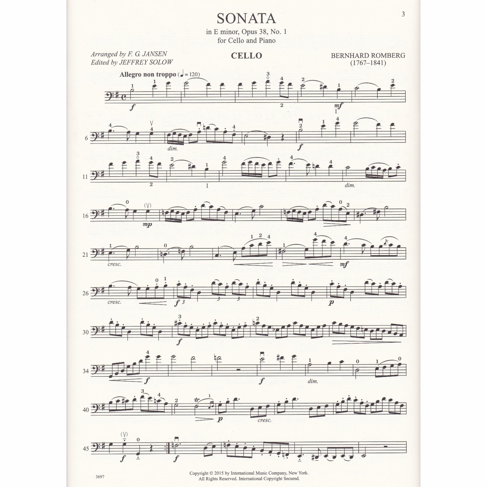 Cello Sonata in E Minor, Op. 38, No. 1