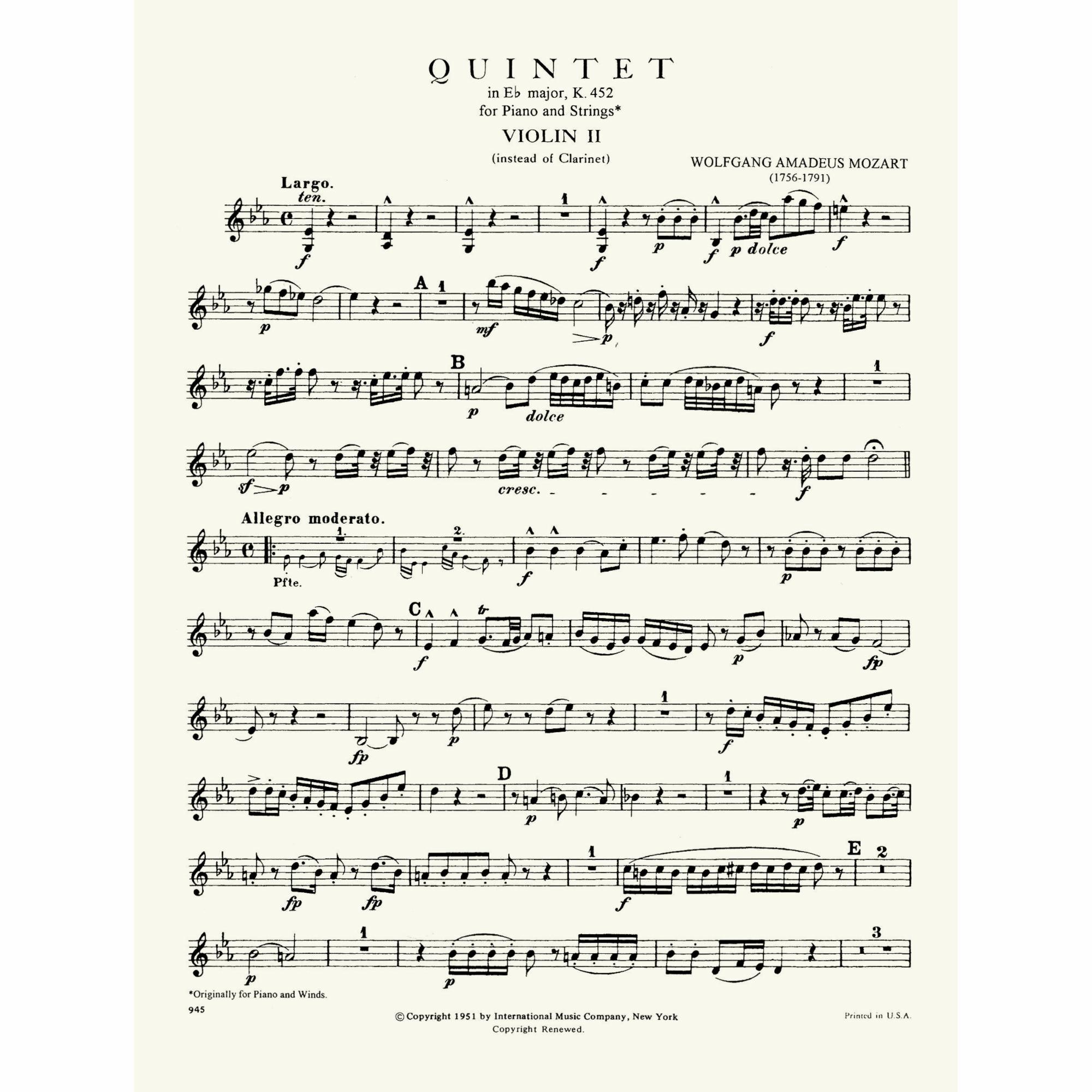 Sample: Violin II (Pg. 1)