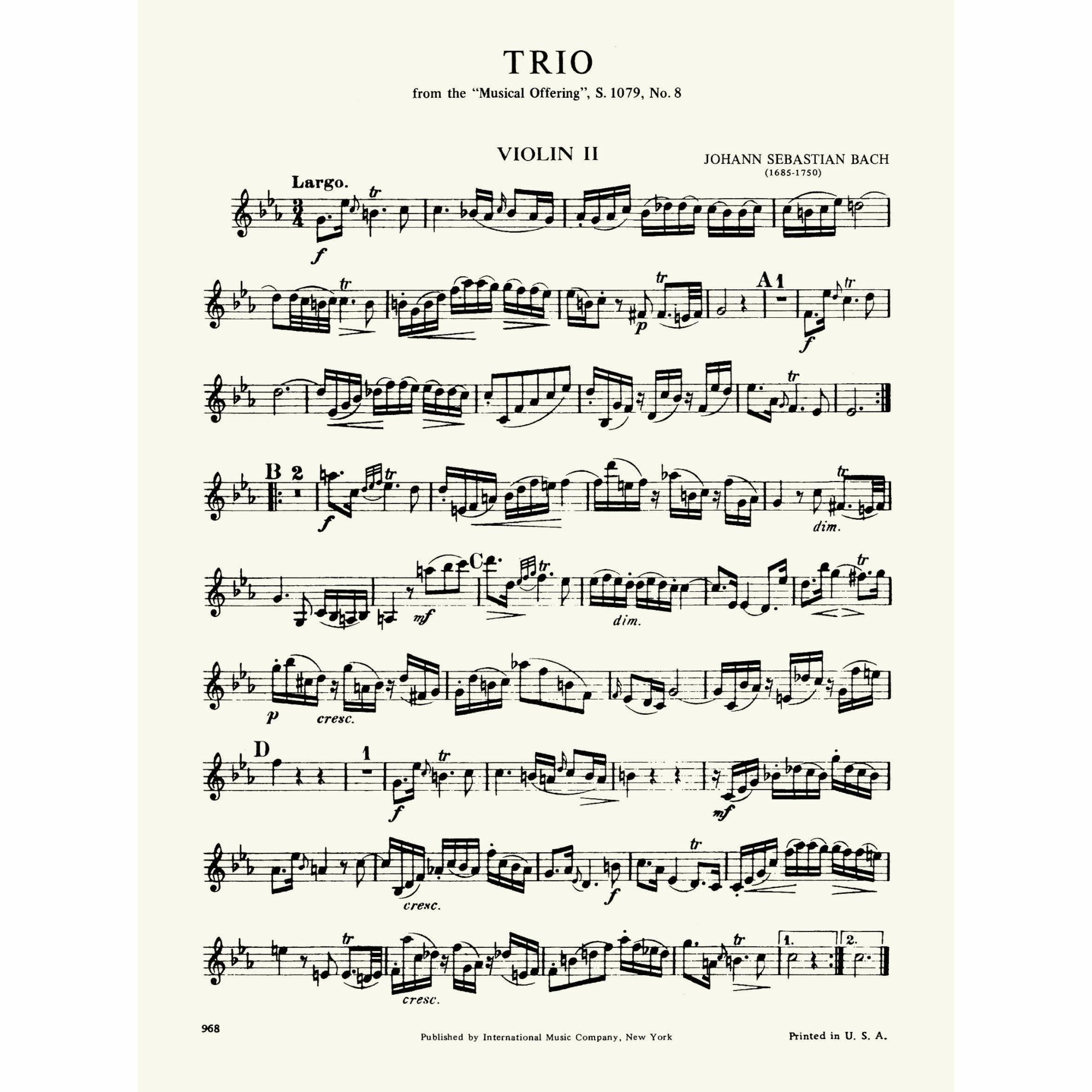 Sample: Violin II (Pg. 1)