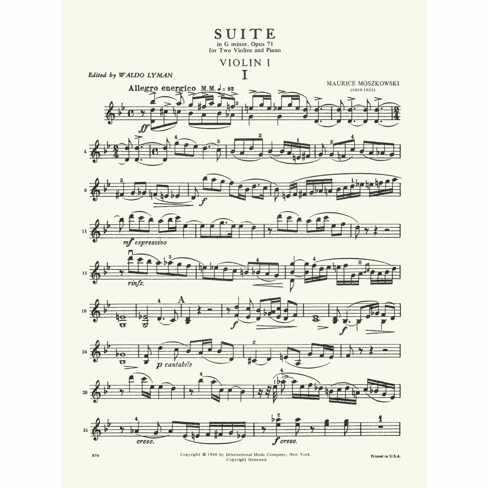 Sample: Violin I (Pg. 1)