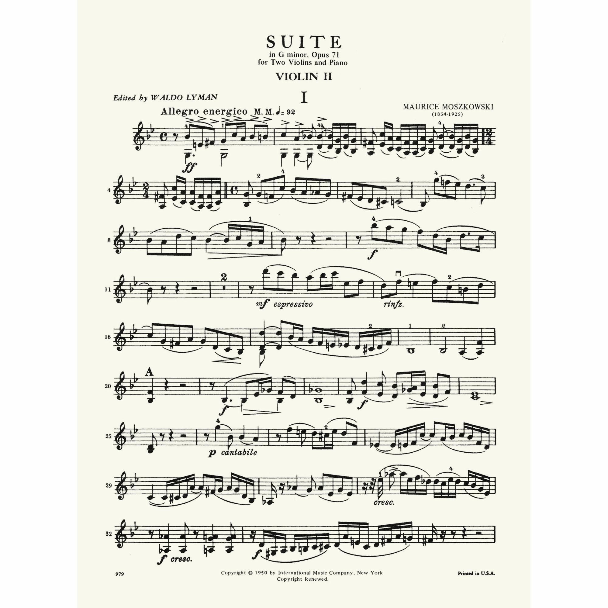 Sample: Violin II (Pg. 1)