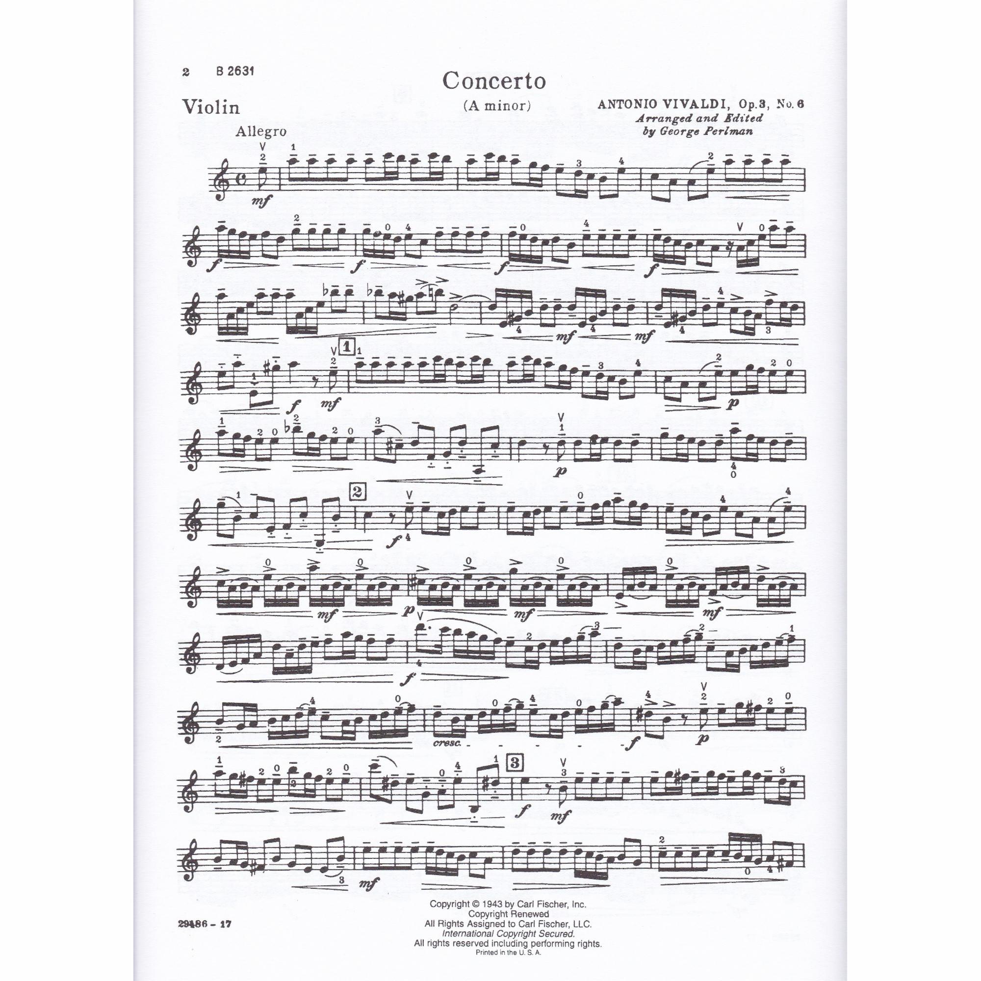 Violin Concerto in A Minor, Op. 3, No. 6