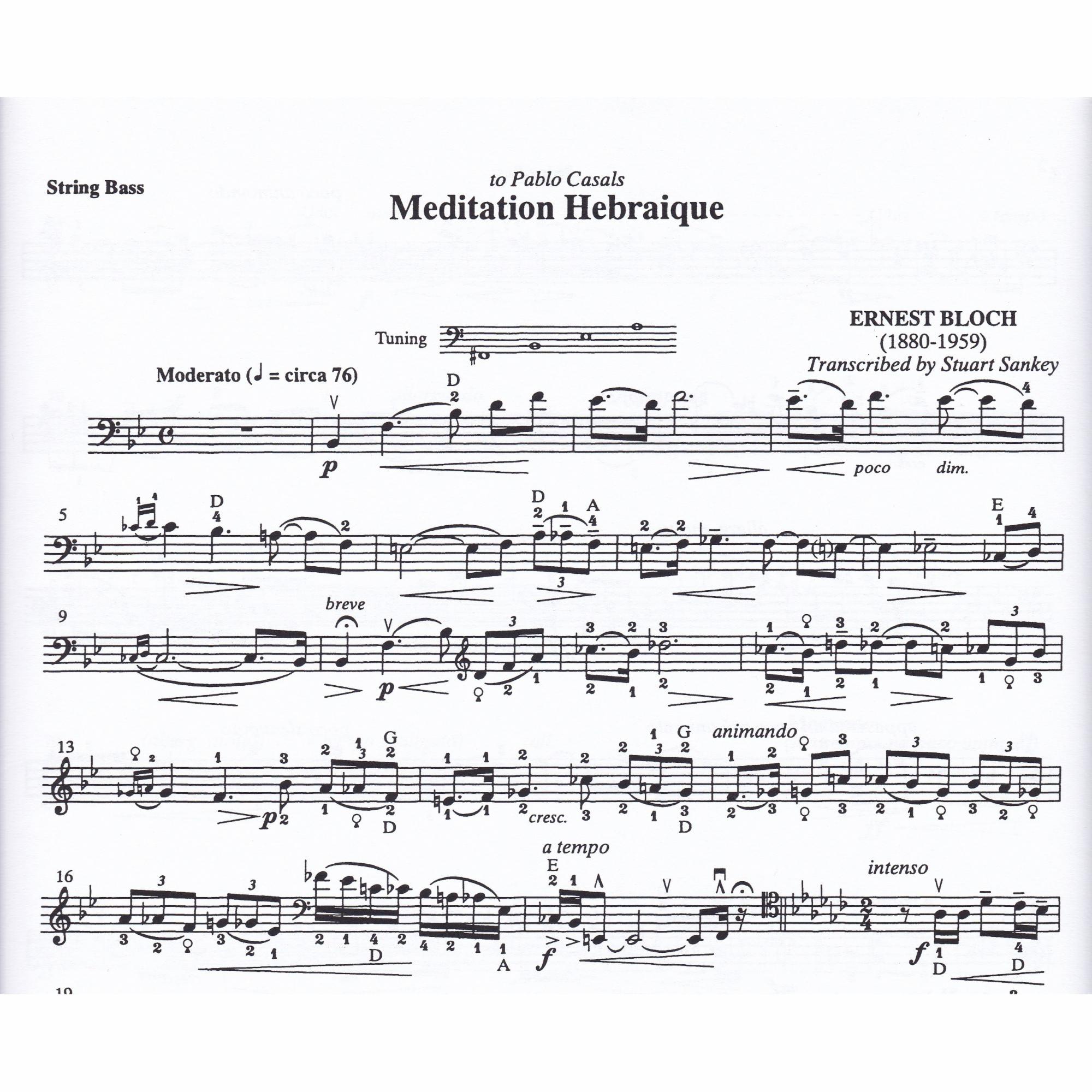 Meditation Hebraique for Bass and Piano