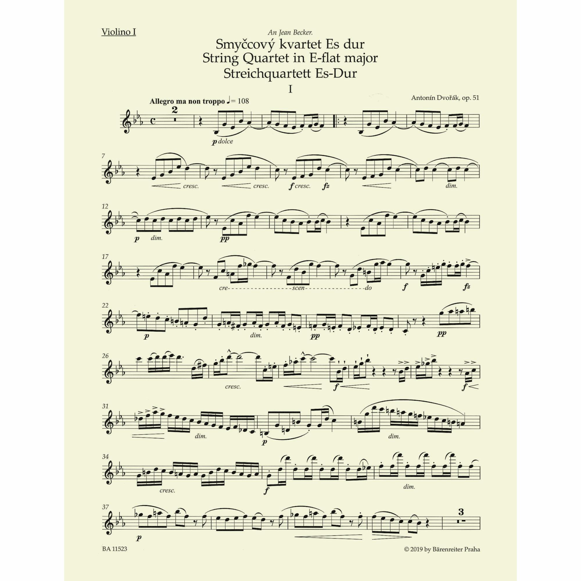 Sample: Violin I (Pg. 1)